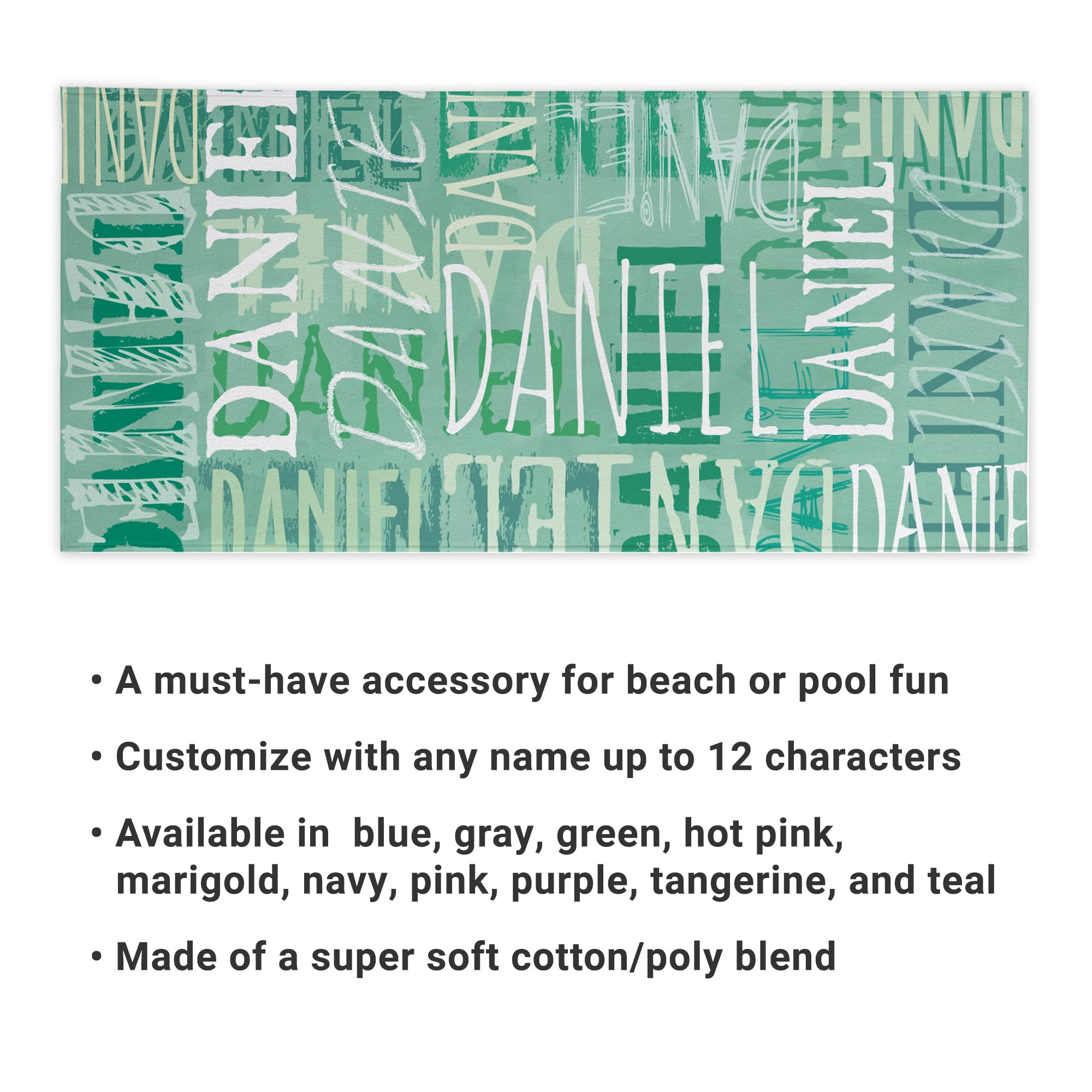 Let'S Make Memories Personalized Beach Towel - Custom Cotton/Poly Blend Pool Towel - Navy - Personalize With Your Name - Standar