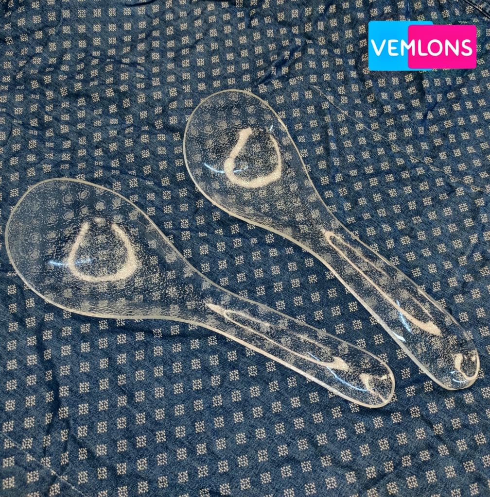 Vemlons Transperent Serving Spoon Long Handled Serving Spoon Acrylic Tableware (Set Of 4)