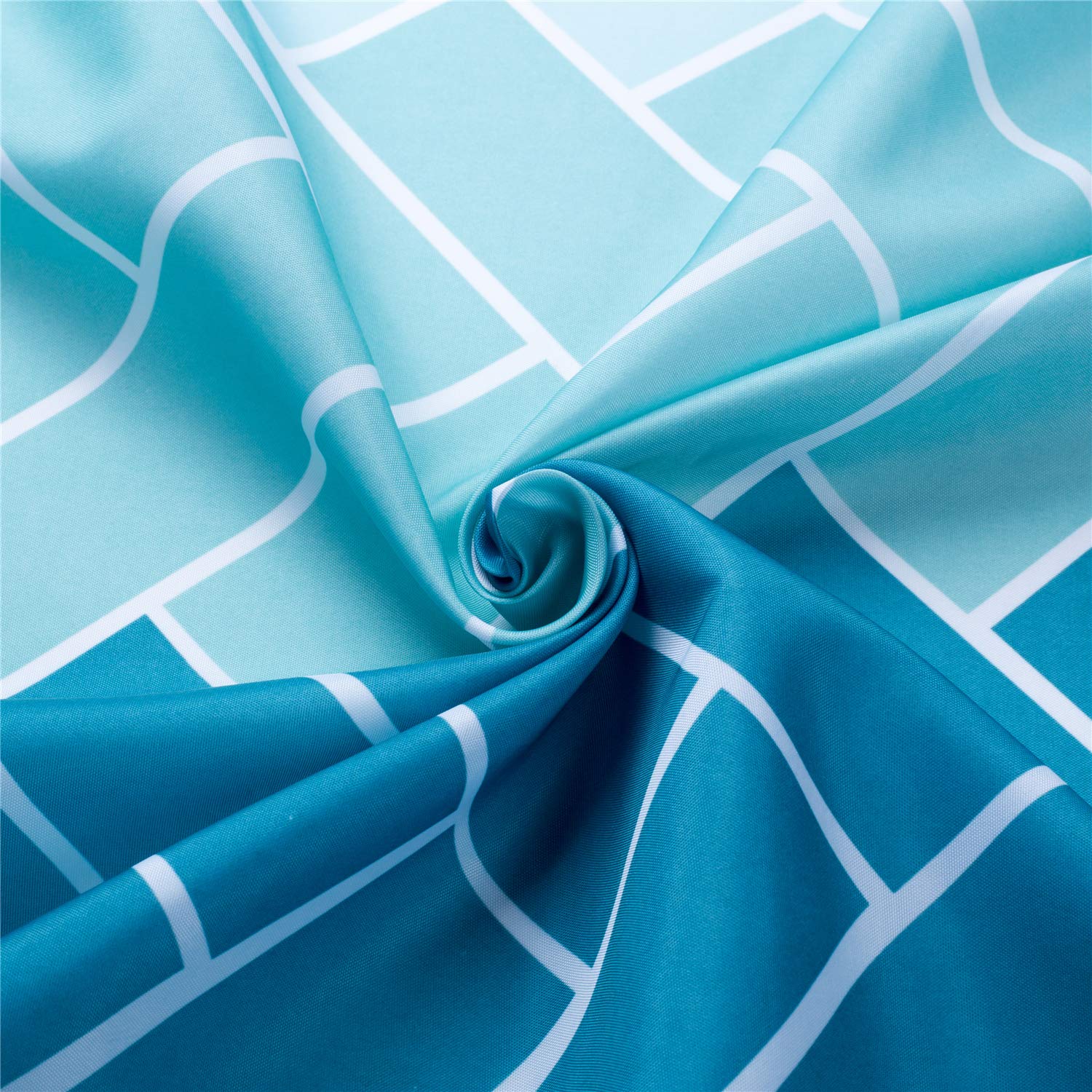 Mornite Extra Wide Shower Curtain Mens Bathroom Teal Light Blue Ombre White, Wrap Around Microfiber Cloth Fabric 18 Hooks,108''