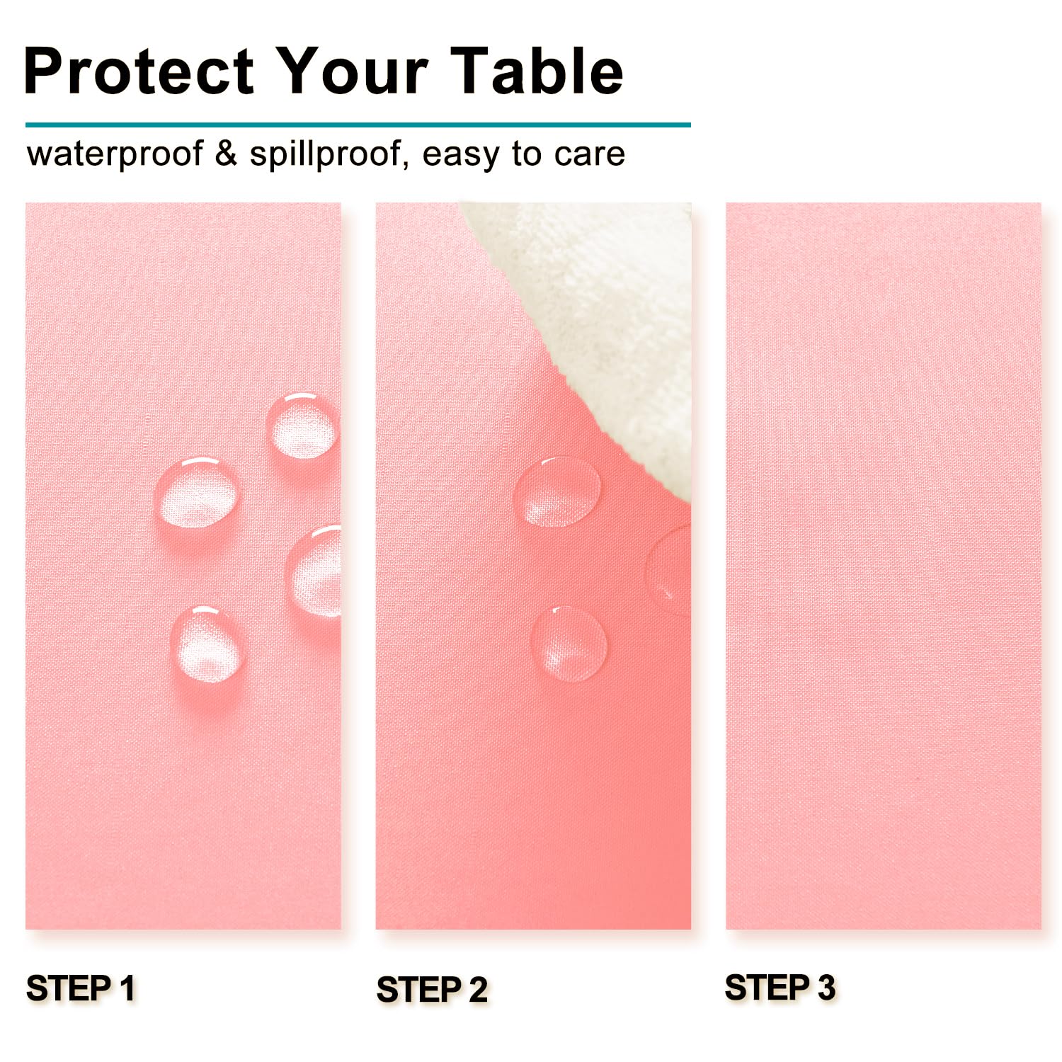 Hiasan Rose Pink Rectangle Tablecloth - Waterproof Washable Polyester Christmas Fabric Table Cloth For Buffect Dining Birthday P