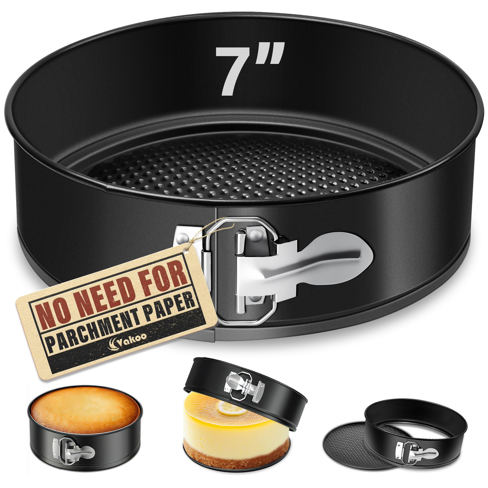 Vakoo 7 Inch Springform Pan, Nonstick, Removable Bottom for Easy Release
