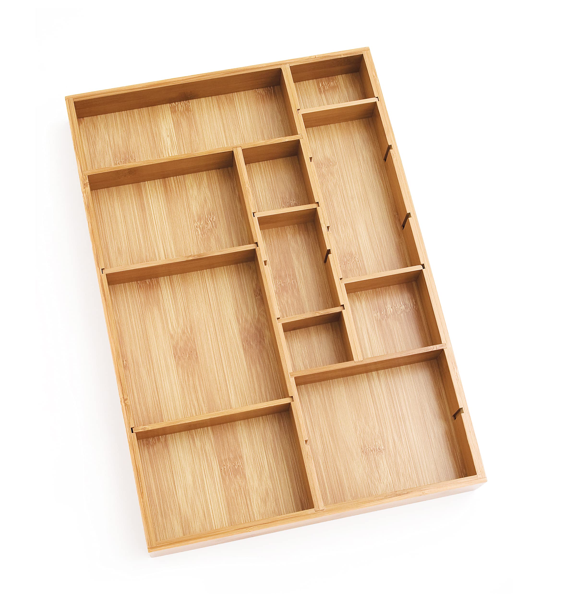 Lipper International 8397 Bamboo Wood Adjustable Drawer Organizer With 6 Removable Dividers, 12'' X 17-1/2'' X 1-7/8''