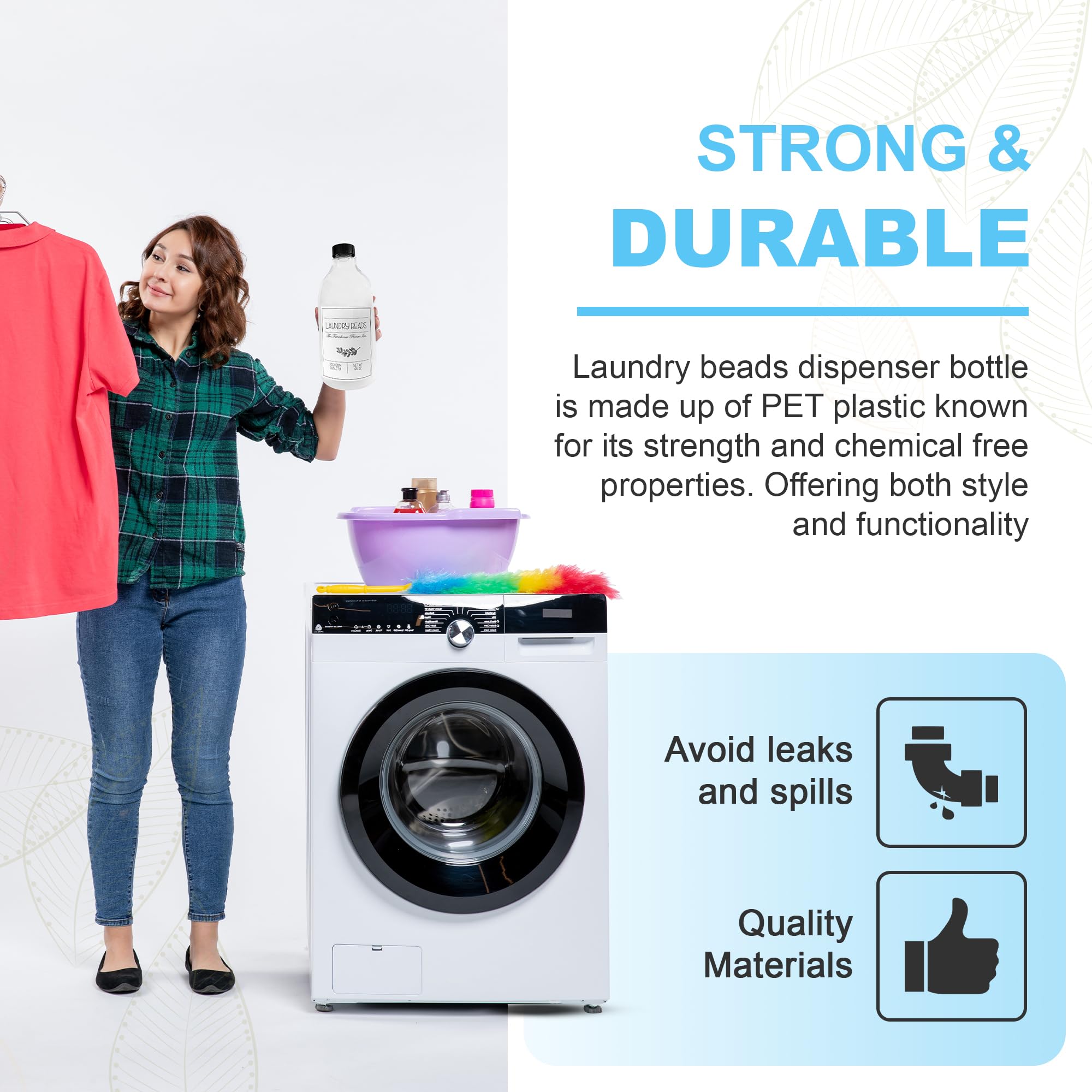 The Farmhouse Room Inc. Laundry Beads Dispenser Bottle - Scent Beads Container For Laundry Room Organization - 1/2 Gallon Bpa Fr