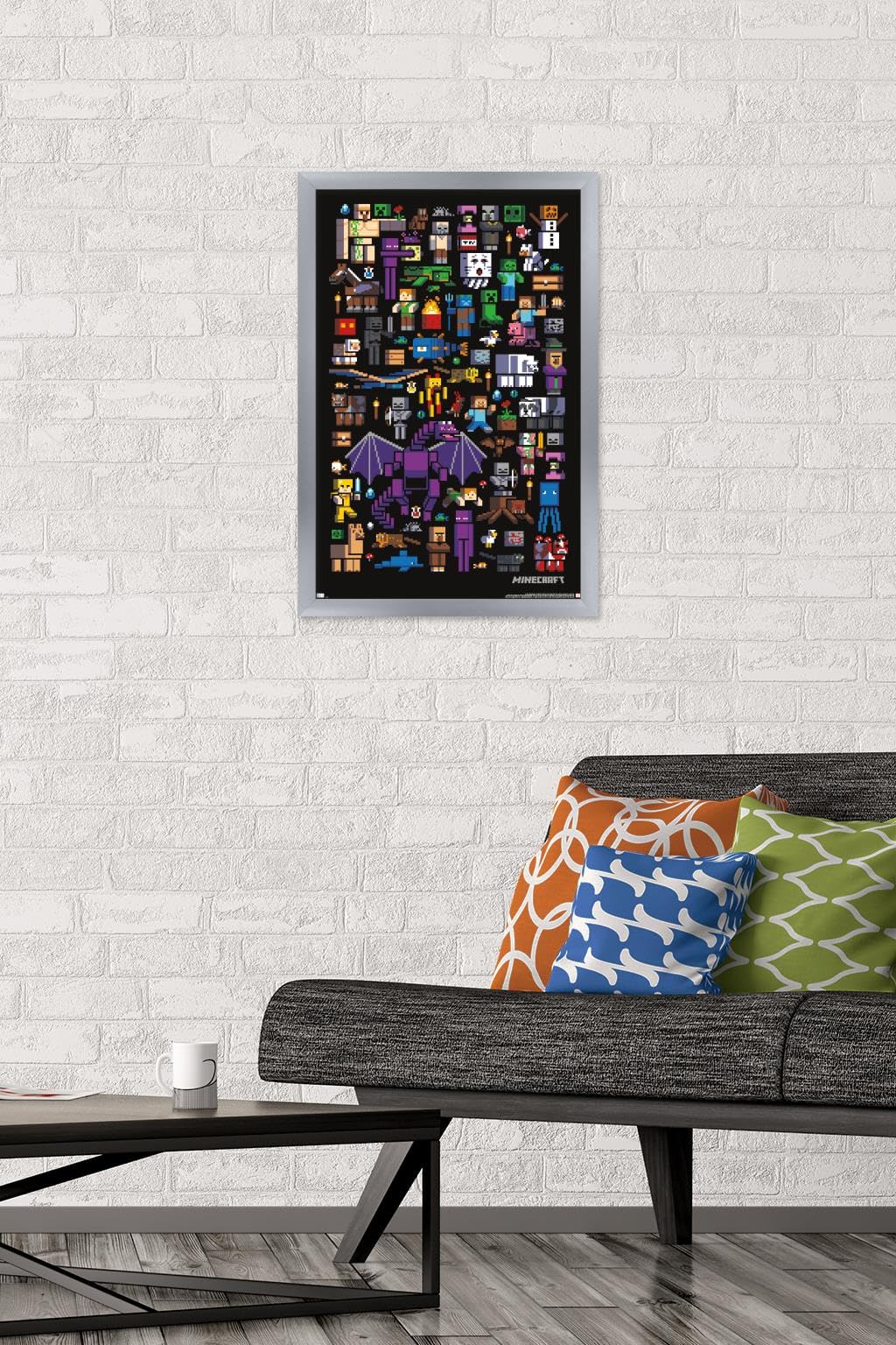 Trends International Minecraft - Mobbery Wall Poster, 14.725'' X 22.375'', Silver Framed Version