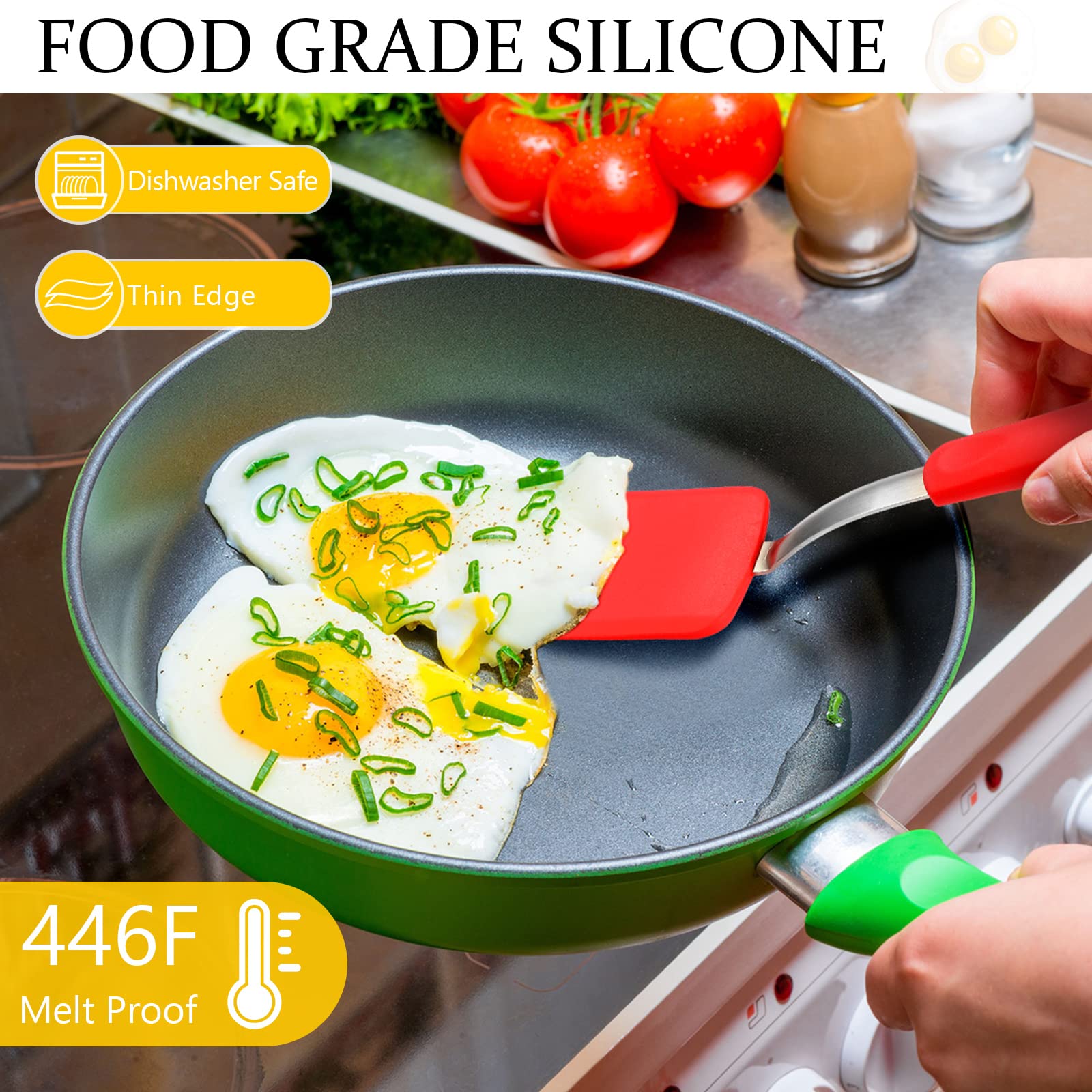 Yetene Silicone Cookie Spatula Turner 2 Pack Mini Brownie Spatula Flexible Kitchen Small Silicone Spatulas For Nonstick Cookware
