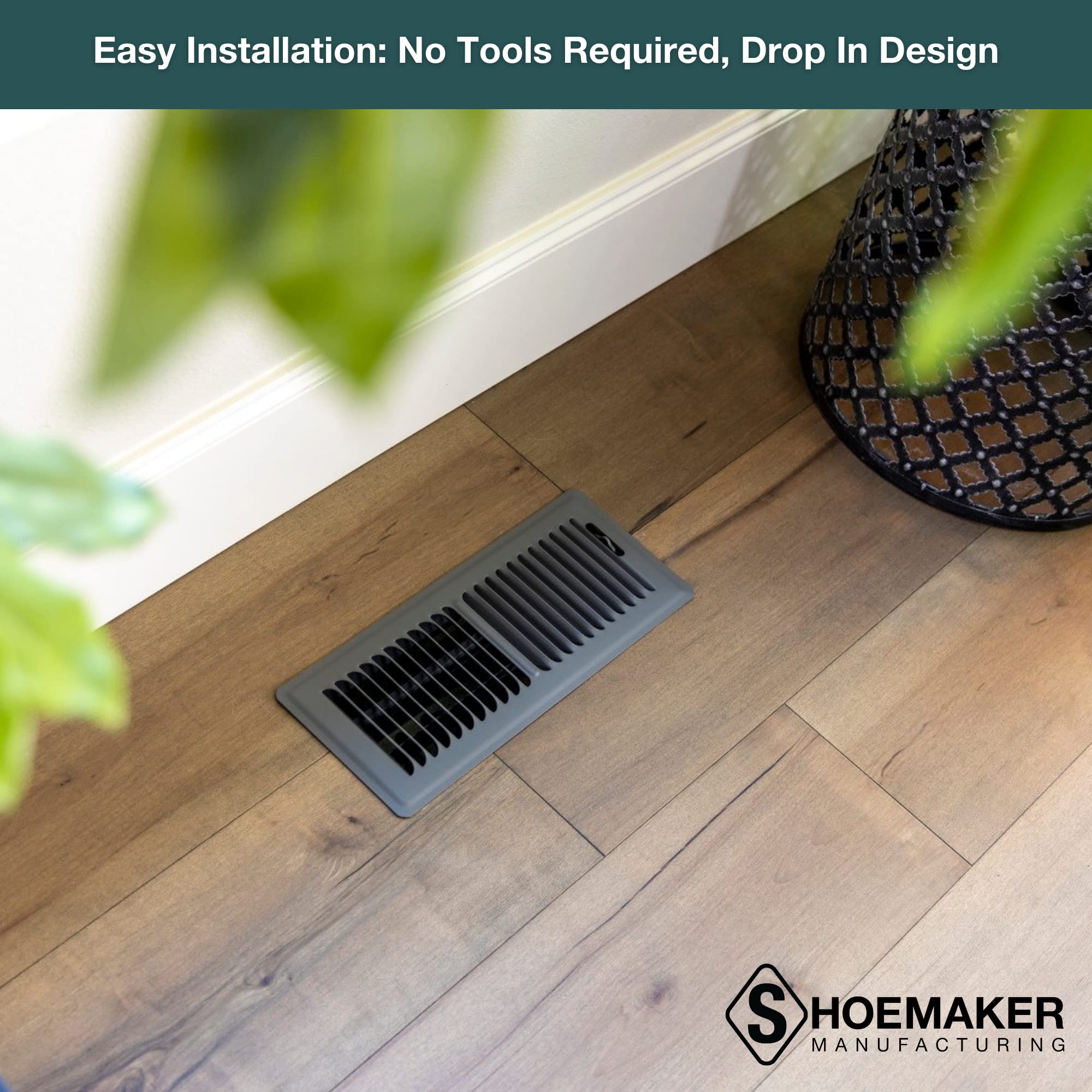 Shoemaker Manufacturing, Storm Gray, 6X14, Premium Floor Register, All Steel Heavy Duty Vent Cover