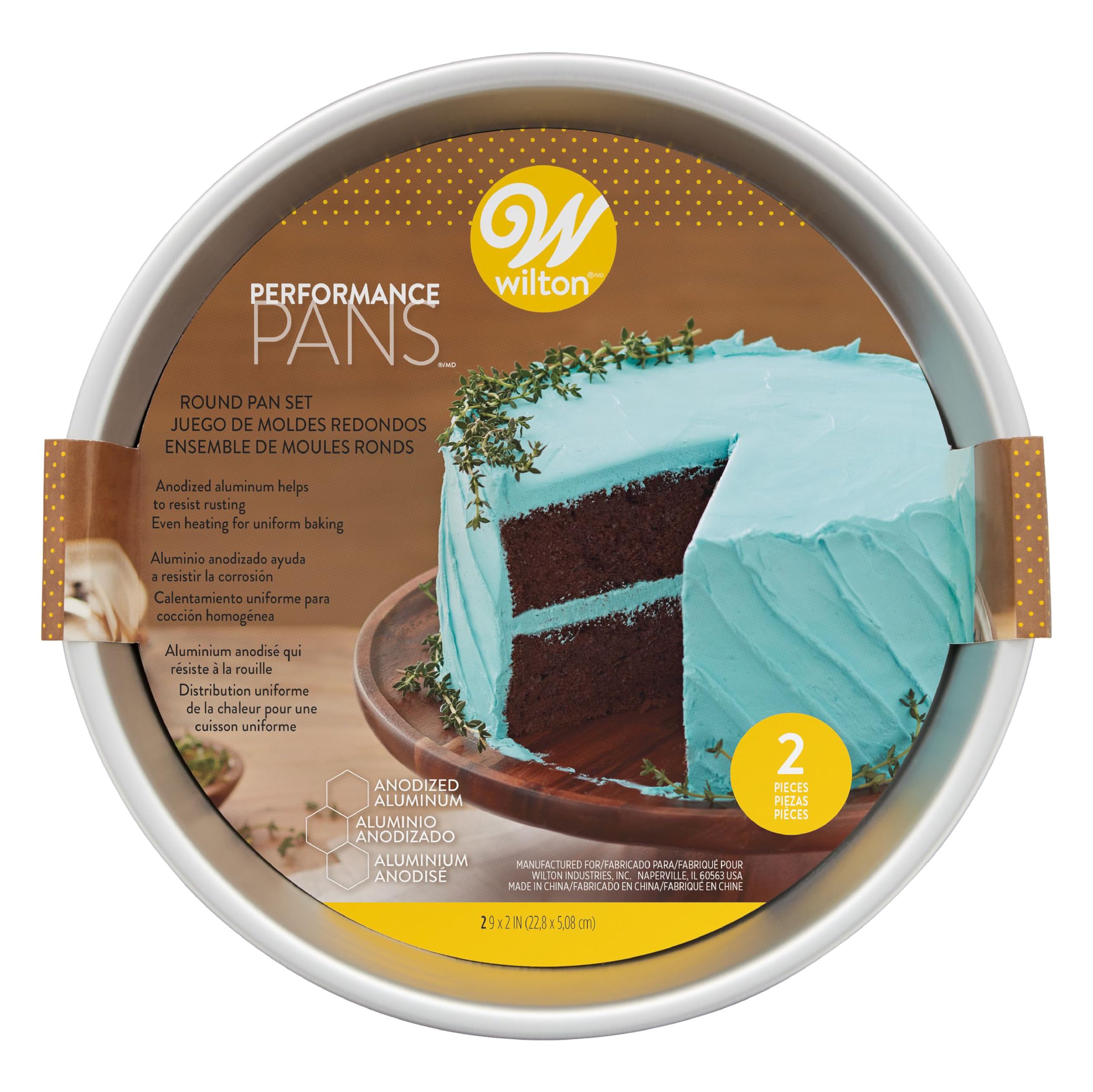 Wilton Performance Pans Aluminum Round Cake Pan, 9 X 2 In., Pack Of 2