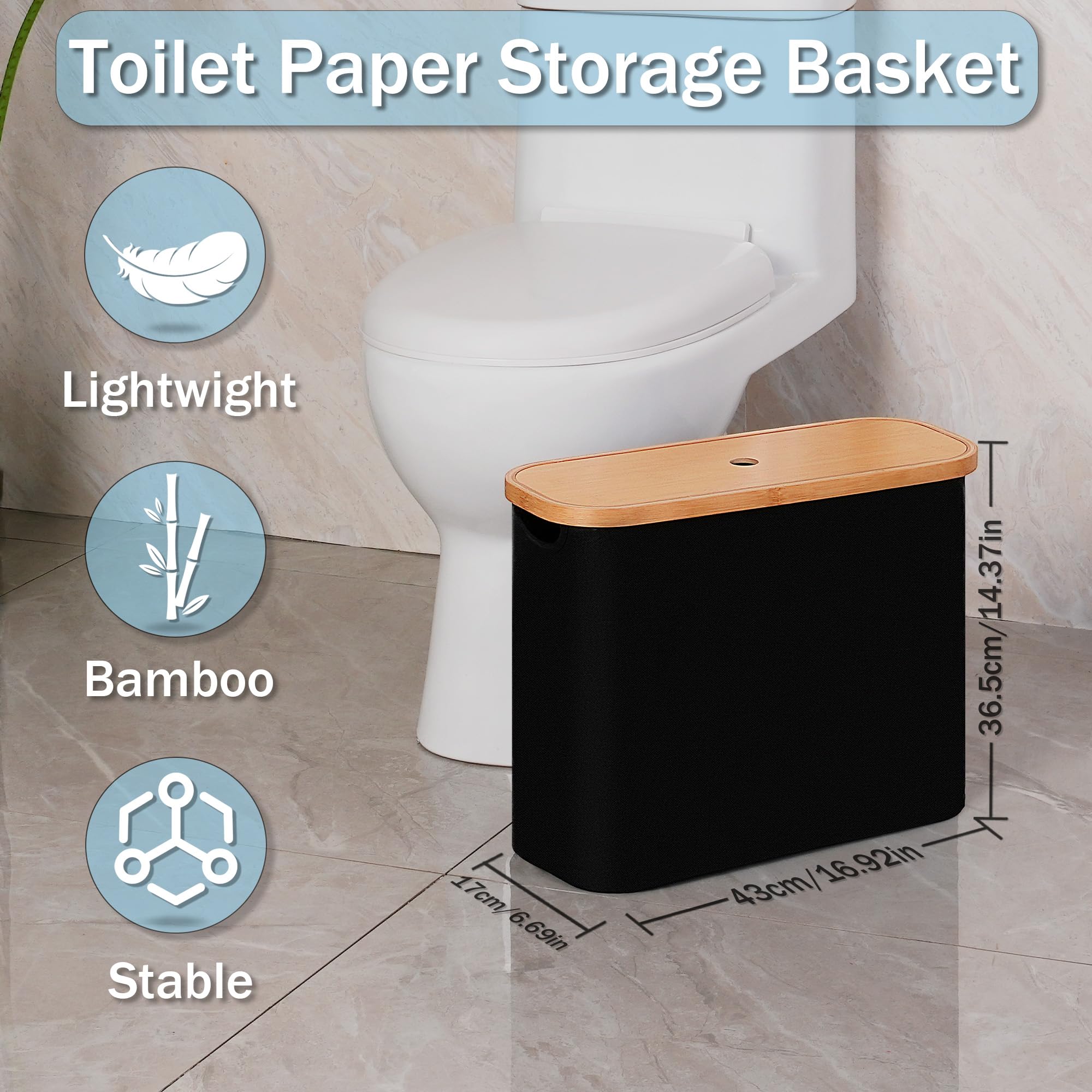 Efluky Toilet Paper Storage, Toilet Paper Basket With Lid, Bathroom Toilet Paper Storage Organizer, Free Standing Holder Up To 9