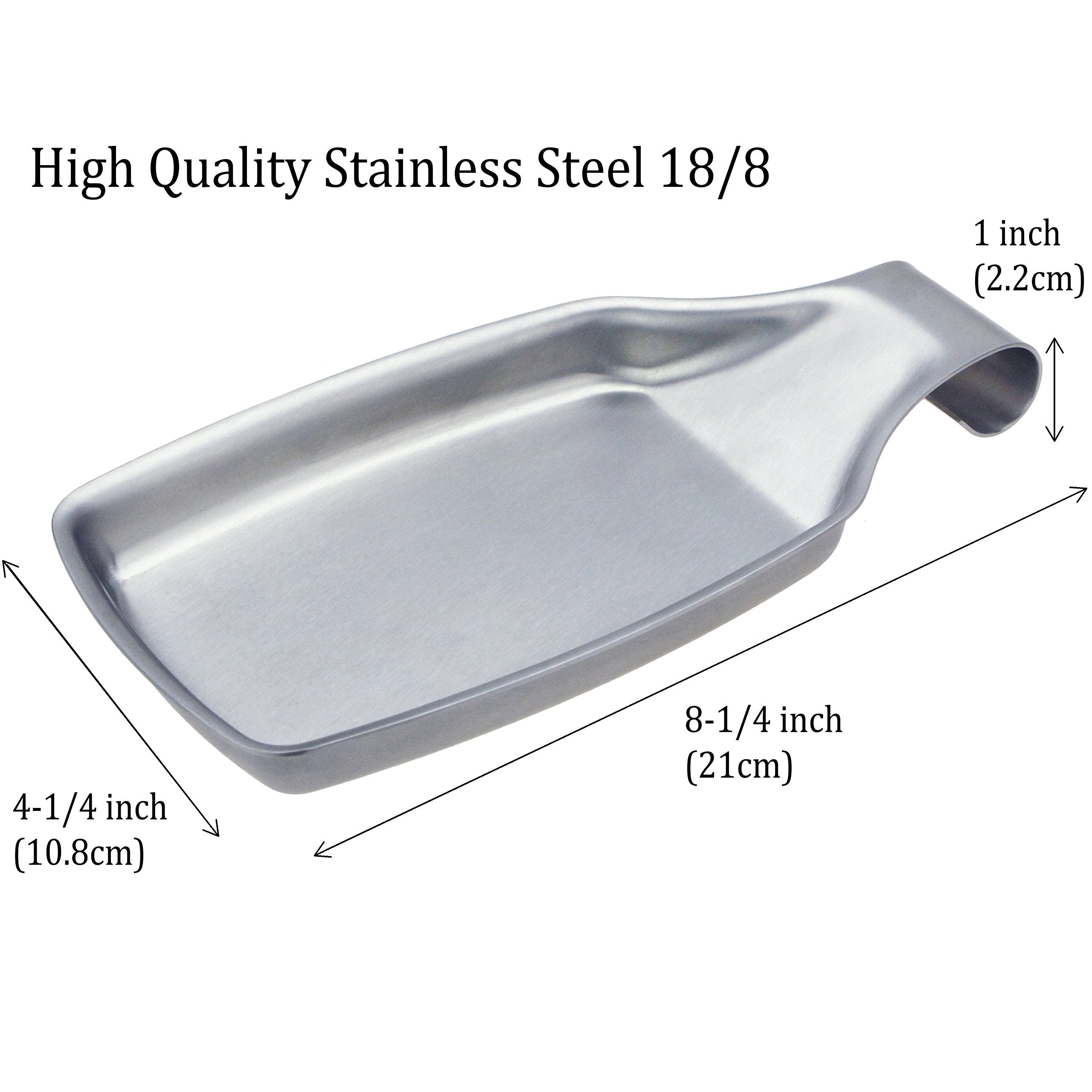 Msy Bigsunny Stainless Steel 304 Spoon Rests For Kitchen, Oversized, Long Lasting Brushed