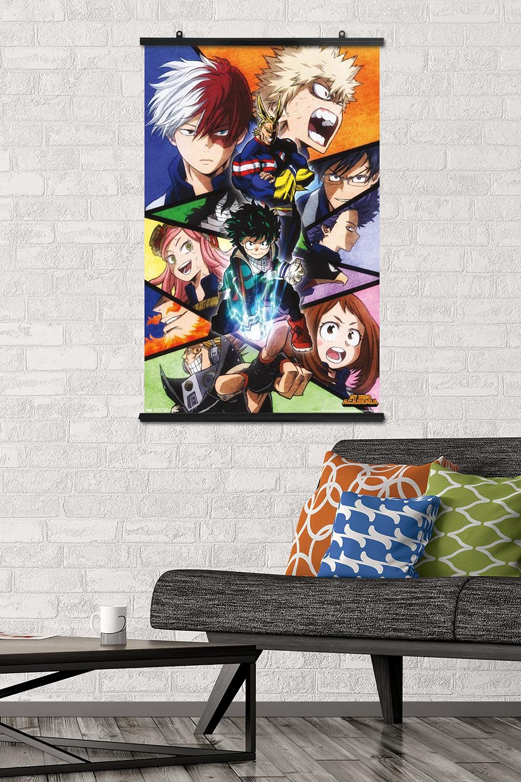 Trends International My Hero Academia - Faces Wall Poster, 22.375'' X 34'', Premium Poster & Clip Bundle