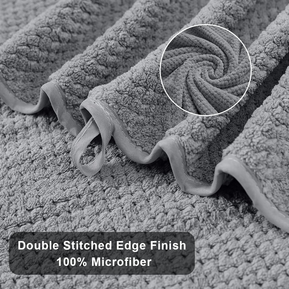 8-Piece Gray Bath Towels Set,2 Oversized Large Bath Towels Sheet,2 Hand Towels And 4 Washcloths - 600 Gsm Soft Luxury Towel Set,