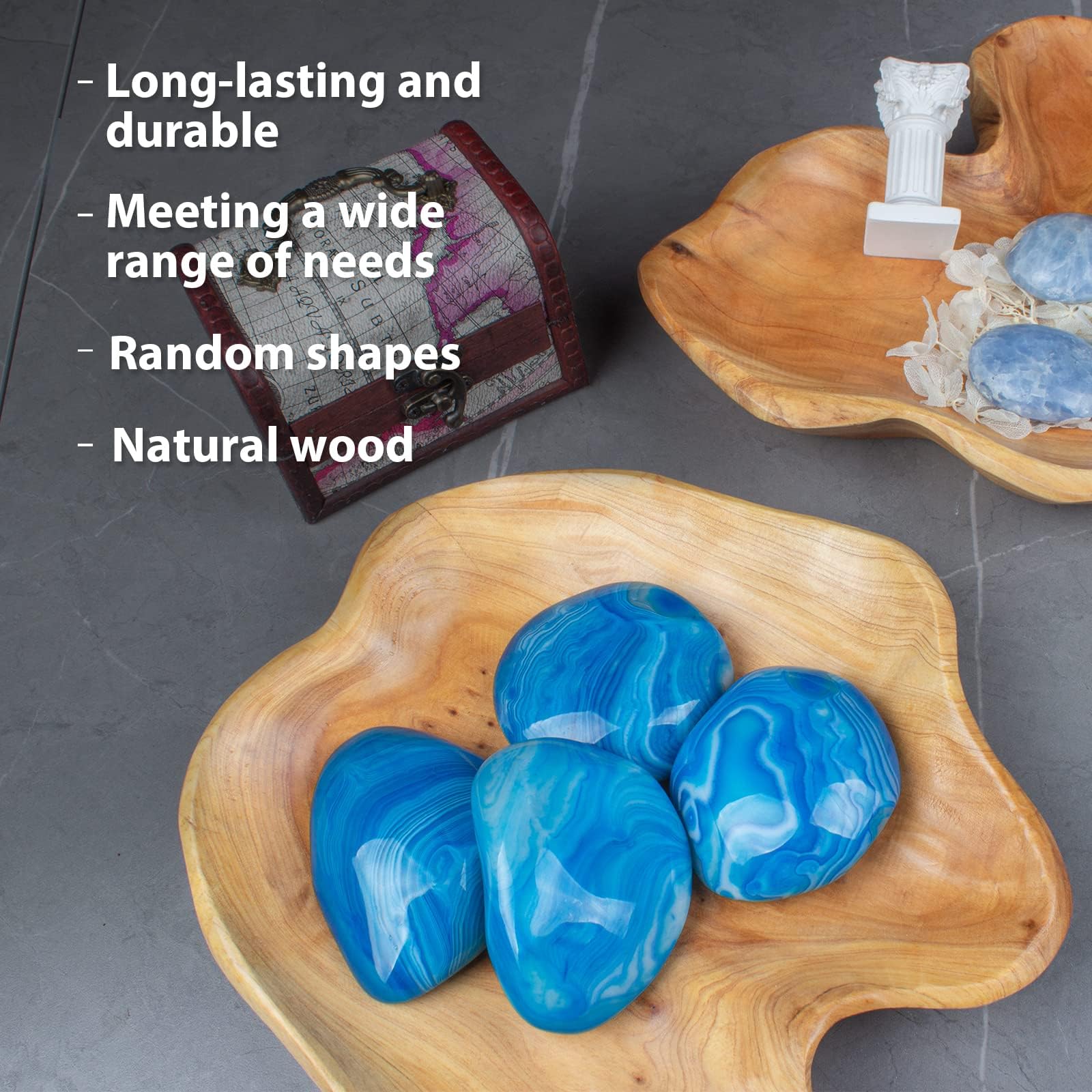 BTEOBFY Natural Wood Fruit Bowl 11-13 inch  Unique Handmade Wood Serving Platter  Wood Fruit Snack Dish for Sandwich Bread Serving  Appetizer Display  Vintage Ring Dish  Hand Carved Artworks