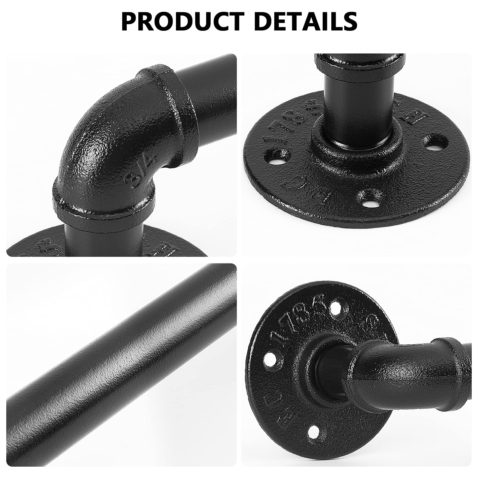 Jeasor Industrial Pipe Towel Rack Towel Bar, Heavy Duty Wall Mounted Rustic Farmhouse Bath Towel Holder For Bathroom (Black, 28
