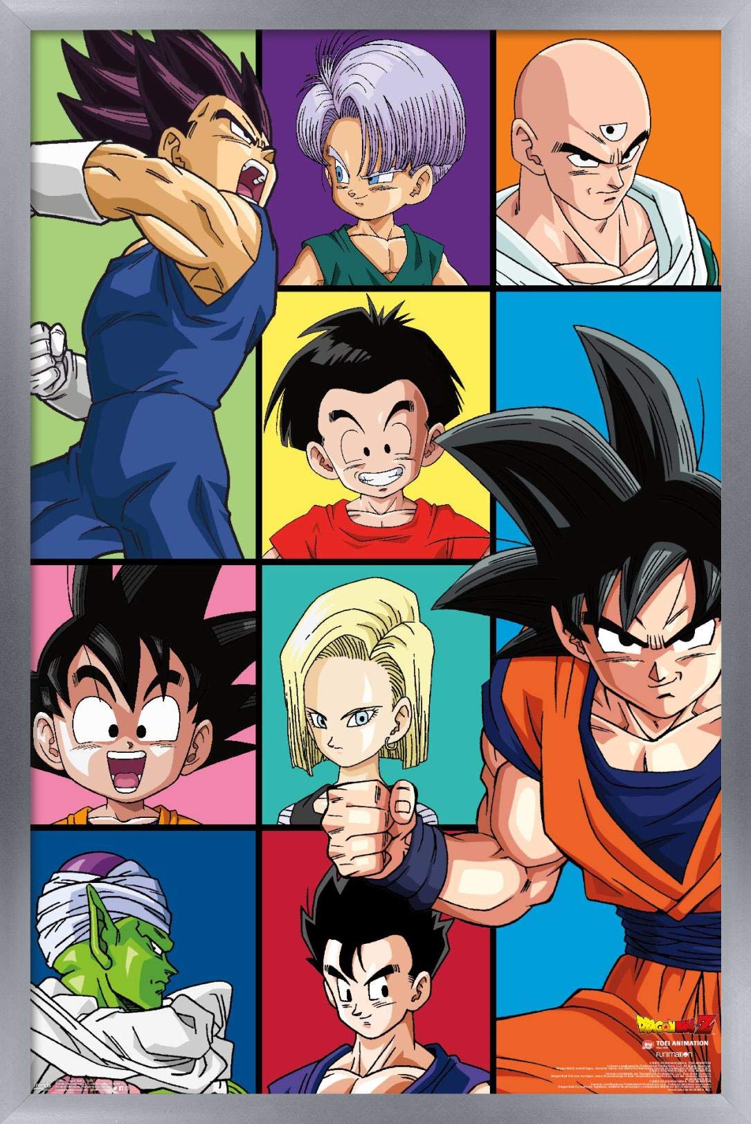 Trends International Dragon Ball Z - Grid Wall Poster, 14.725'' X 22.375'', Silver Framed Version