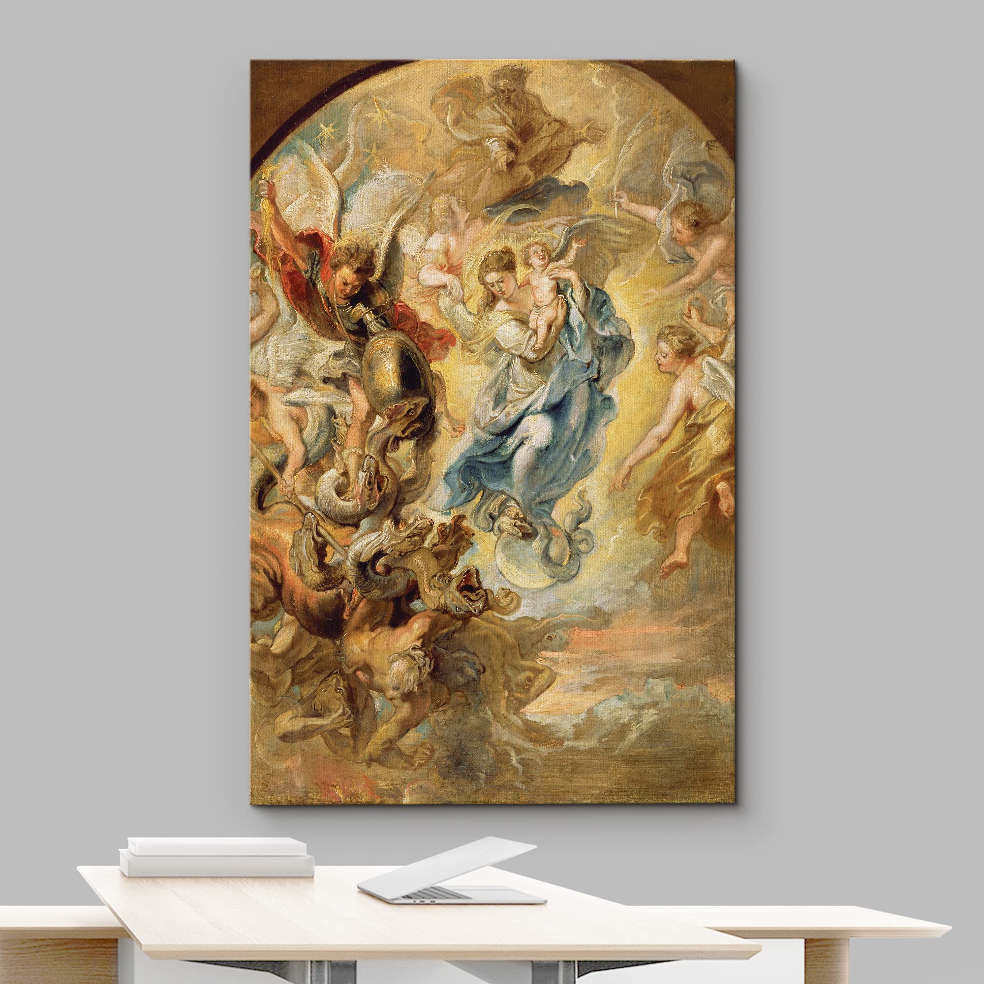 Wall26 - Oil Painting Of The Virgin As The Woman Of The Apocalypse By Peter Paul Rubens In 1624 - Baroque Style-Angels Catholic