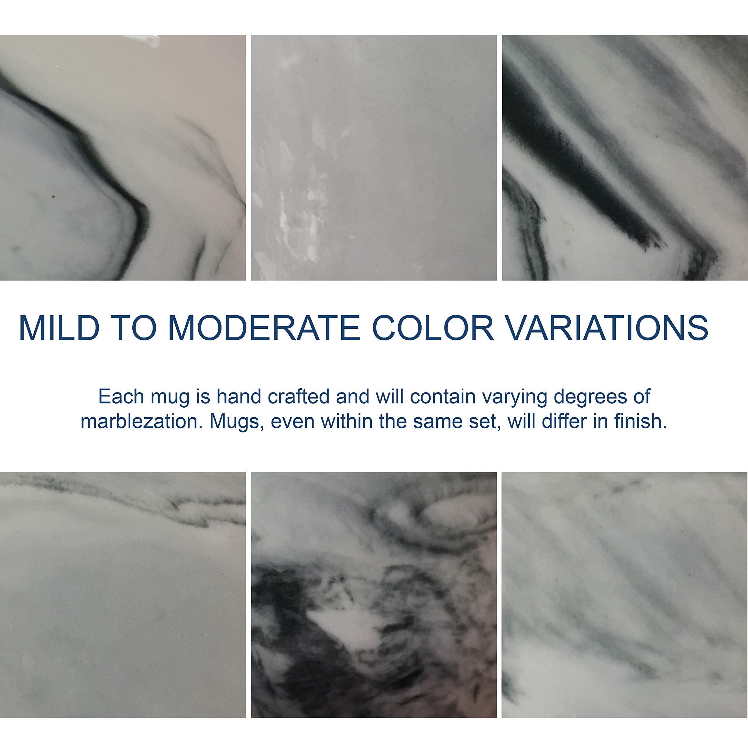 Culver 16-Ounce Palermo Ceramic Mug Set Of 4 Marbleized (White And Black Olive)