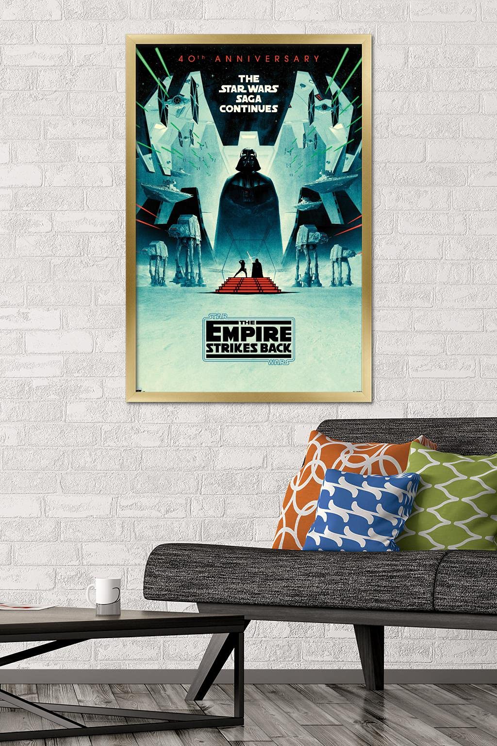 Trends International Star Wars: The Empire Strikes Back - 40Th Anniversary Wall Poster, 22.375'' X 34'', Gold Framed Version