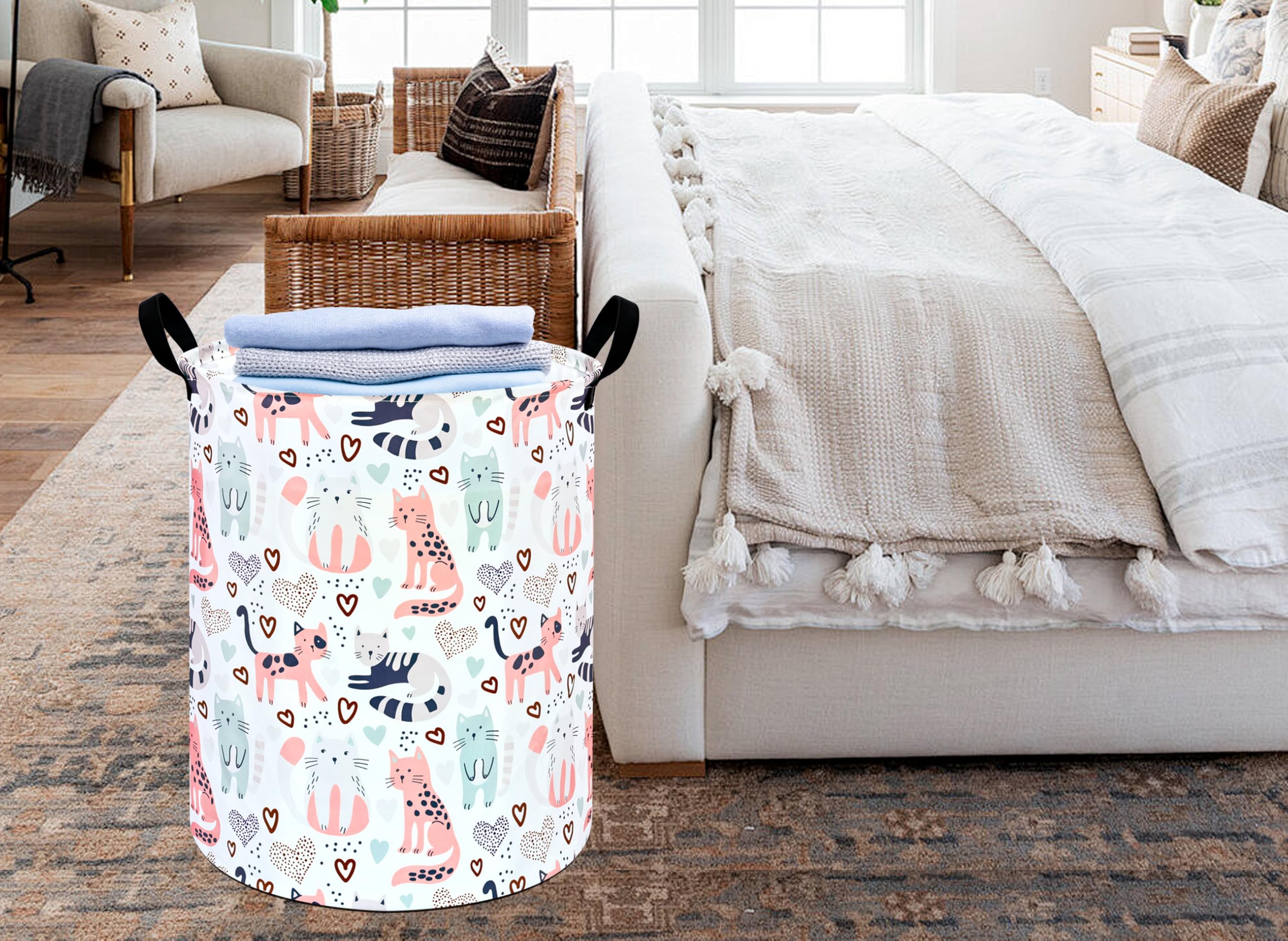 Kunro Laundry Basket Nursery Hamper Kids Storage Bin Baby Toy Organizer Box Gift Basket For Room Decor
