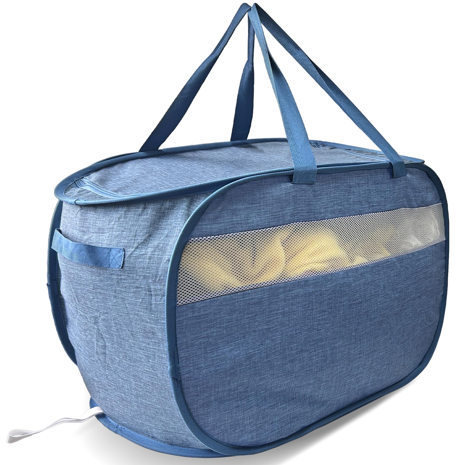 Upgraded 100L Extra Large Mesh Pop Up Laundry Hamper with Lid and Handles. XL Closet Storage Bins, Dirty Clothes Basket for Dorm