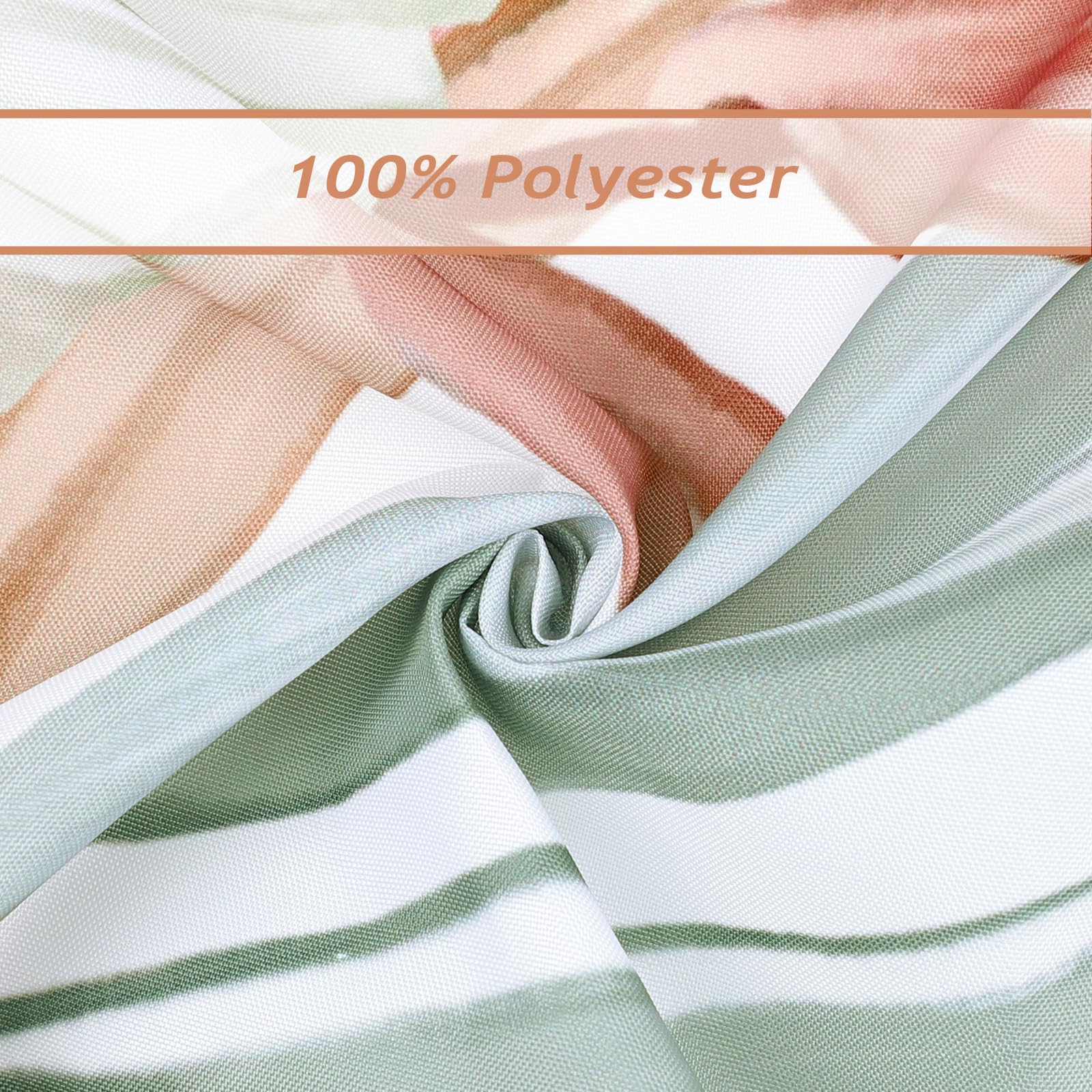 Bonhause Tan Floral Leaf Shower Curtain, Boho Tropical Palm Leaves Farmhouse Bathroom Curtain 72X72 Inch Polyester Fabric Waterp