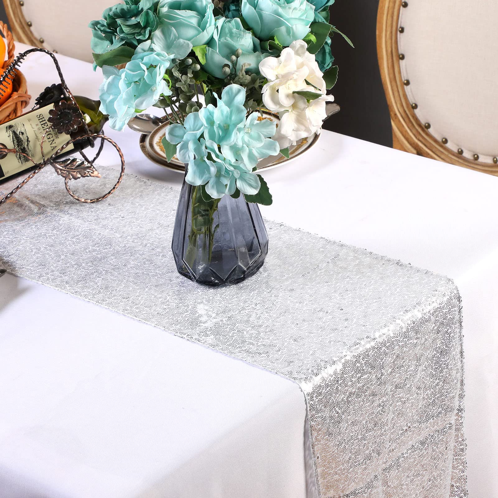 Irenare 12 X 108 Inches Sequin Table Runner Glitter Table Runner Rectangle Tables Covers For Wedding Baby Shower Party Decoratio