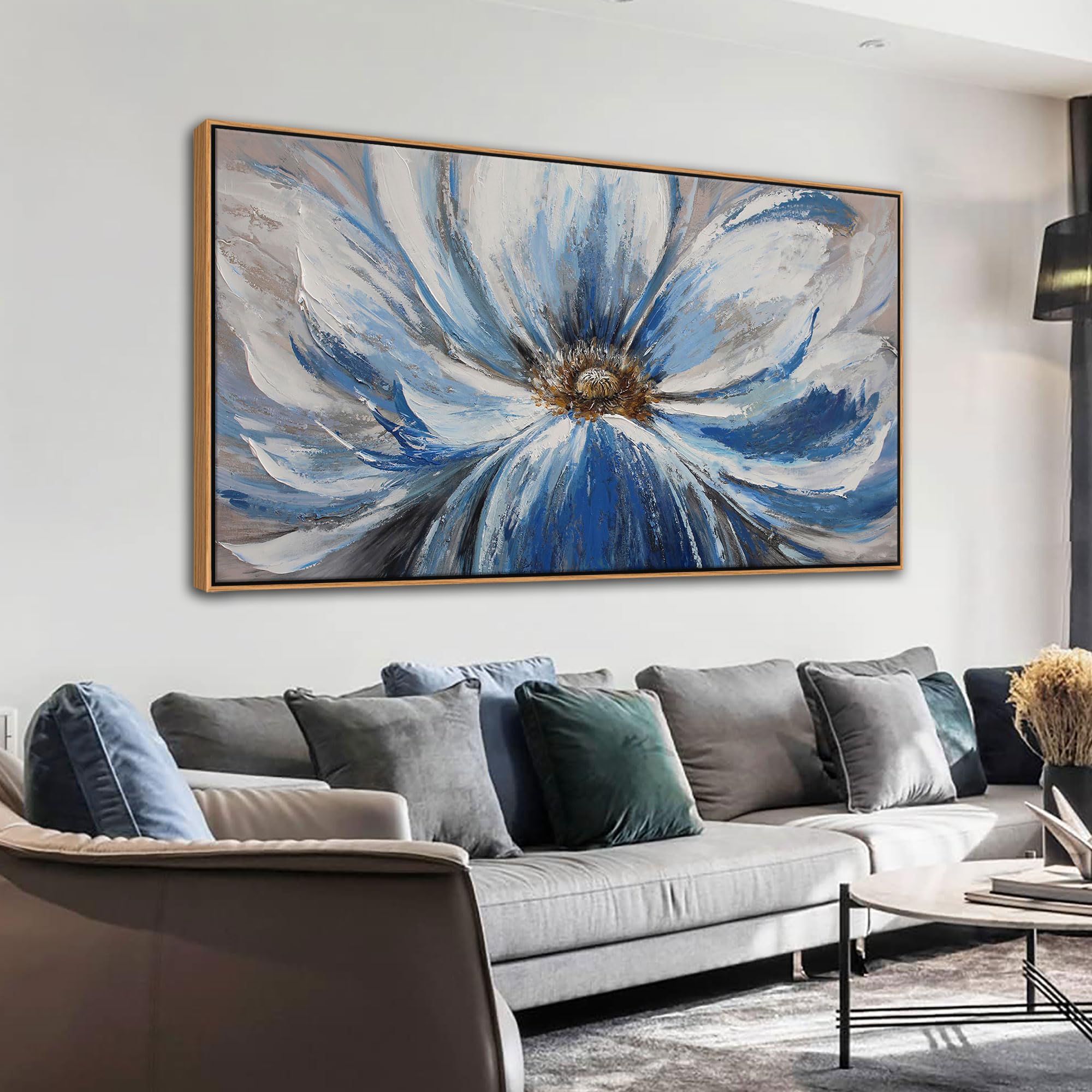 Framed Wall Art For Living Room Large White Blue Flower Picture Wall Art Wall Decor Framed Wall Art For Living Room Home Bedroom