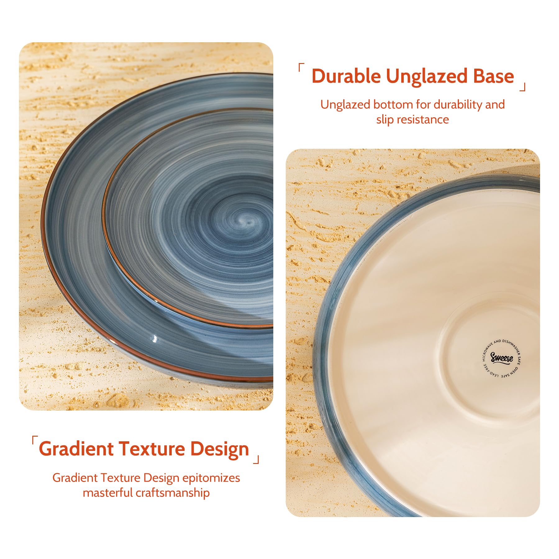 Sweese Porcelain Round Dessert Salad Plates Set Of 6, 74 Inch Ceramic Plates Dishwasher, Oven, And Microwave Safe, Cool Assorted