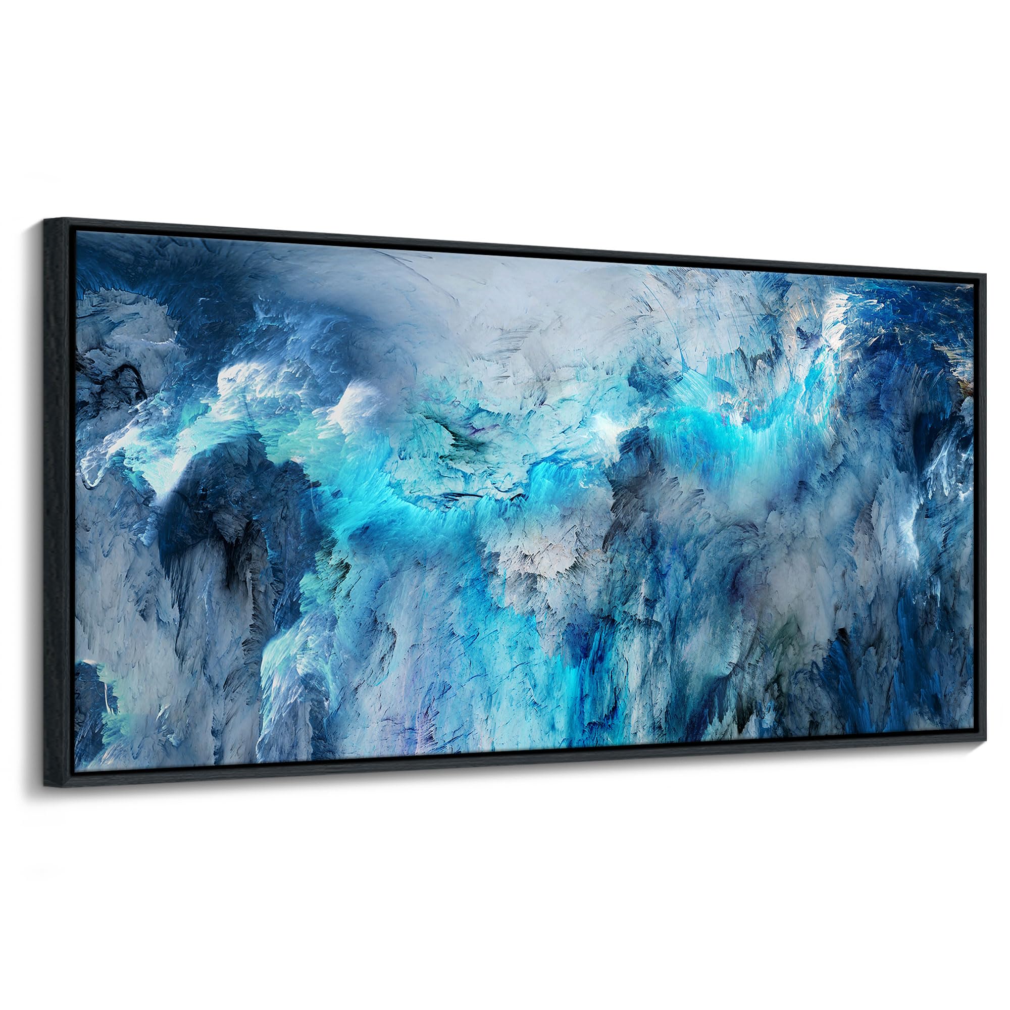 Mofutinpo Large Abstract Canvas Art | Framed Modern Contemporary Wall Decor For Living Room, Bedroom, And Office | Blue Abstract