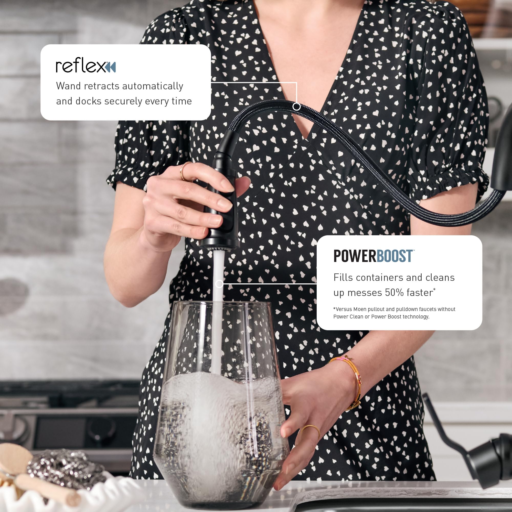 Moen Sleek Matte Black One Handle, Single-Hole Pulldown Kitchen Faucet With Powerboost Technology For Faster Water Flow, Modern