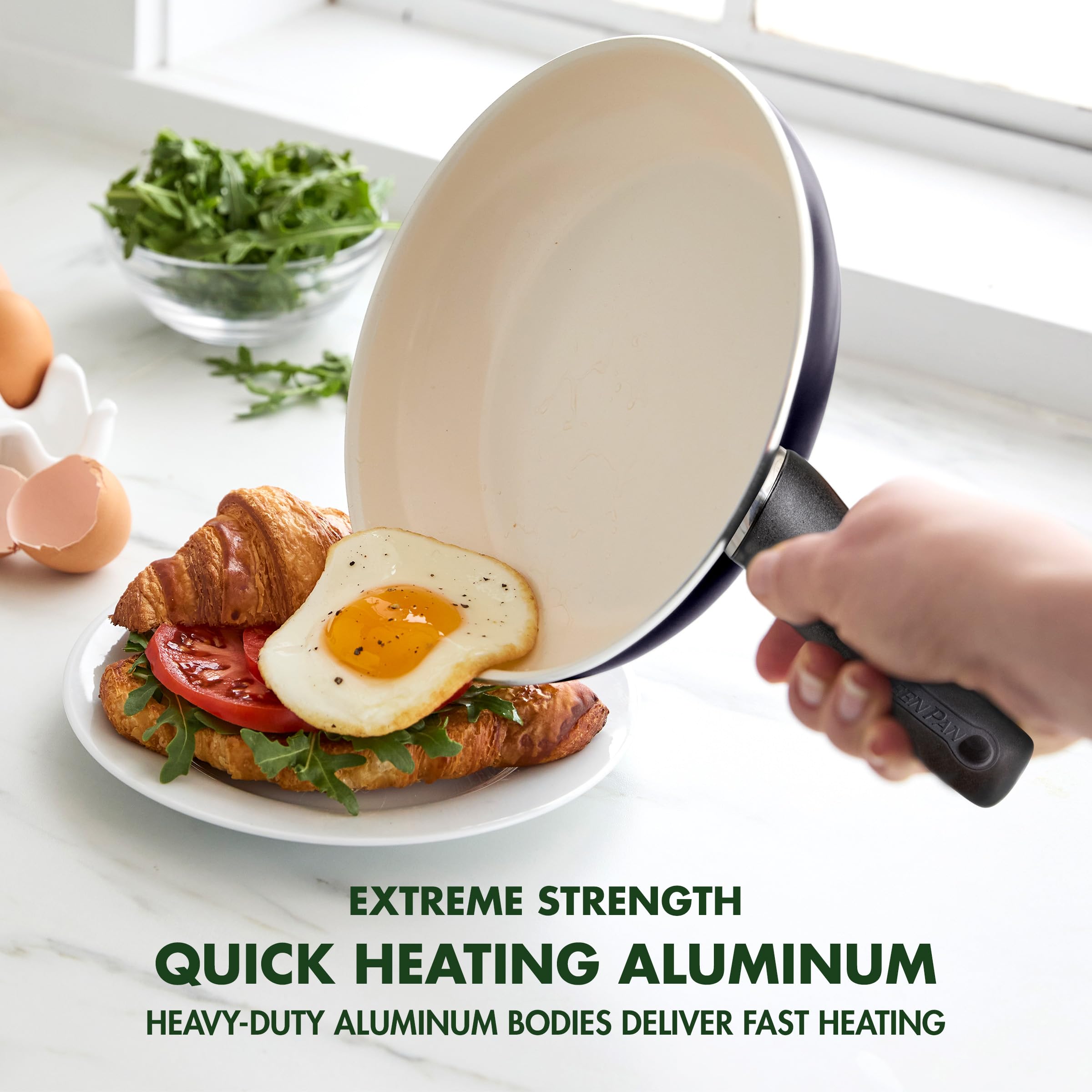 Greenpan Rio Healthy Ceramic Nonstick 8'' Frying Pan Skillet And Silicone Spatula Set, Soft Grip Handle, Breaktfast Meal Set, Pf