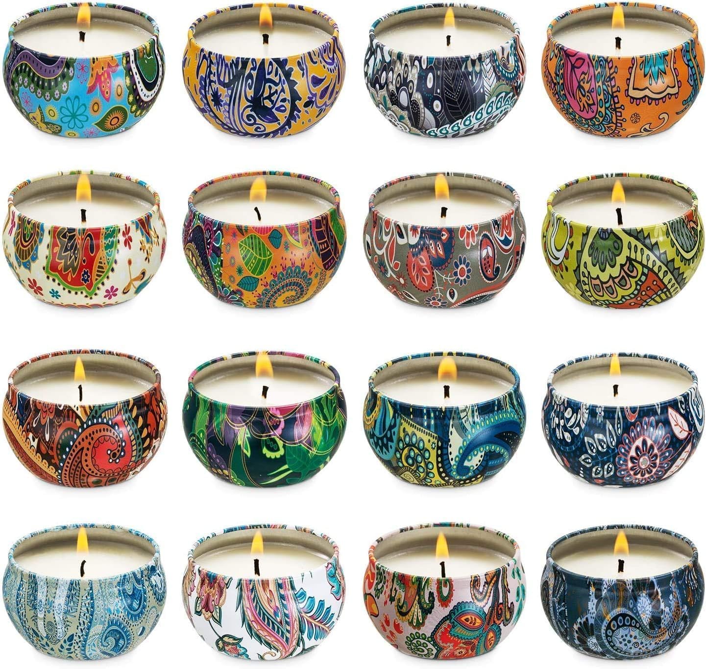 WPONSZU 16 Pack Scented Candles Gift Set for Woman, Jar Candle, 2.5 oz Soy Wax Tin Candle-Ideal Gift for Travel Home D  cor