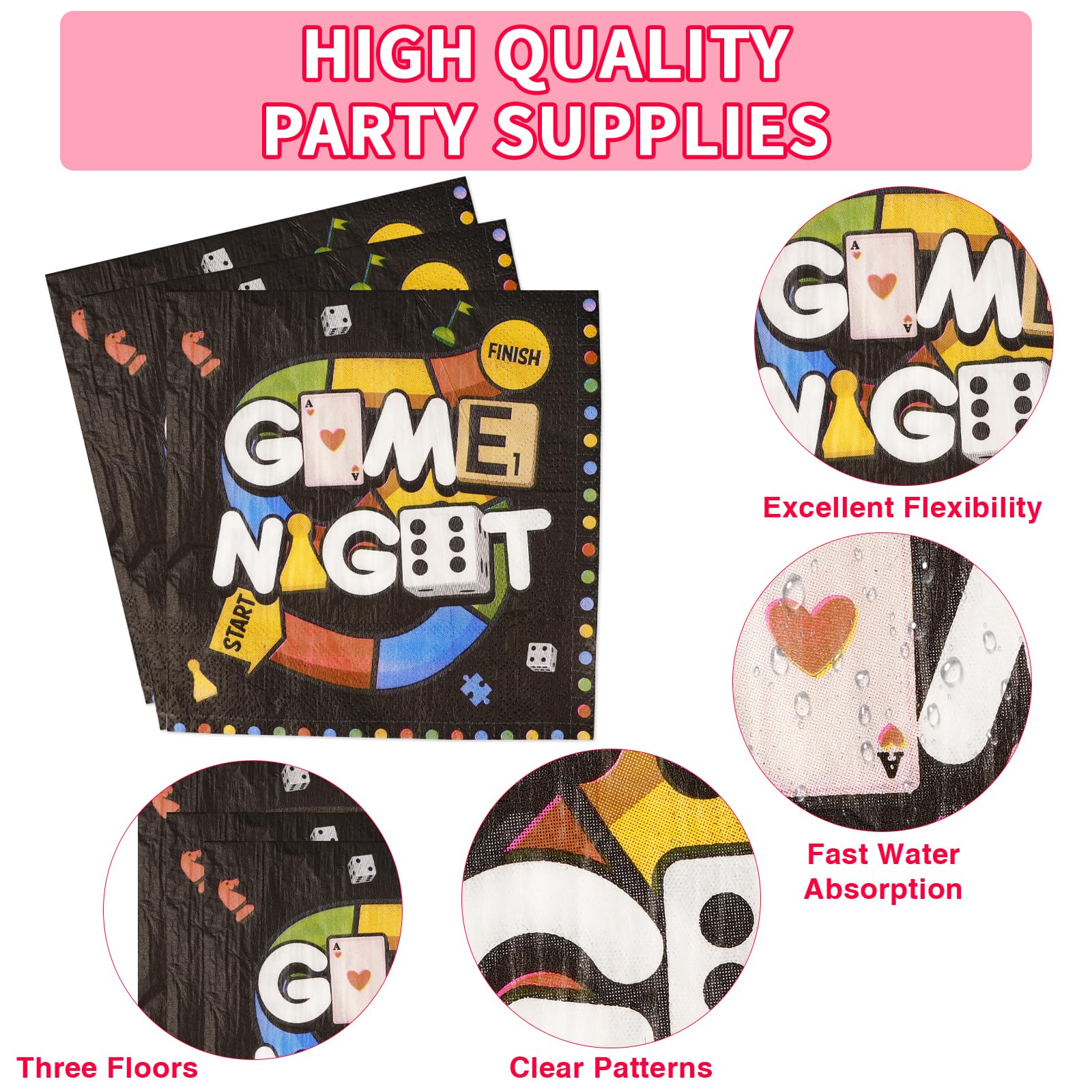 96Pcs Family Game Night Party Supplies Family Game Party Plates Disposable 350Gsm Family Game Paper Tableware Set For Birthday P