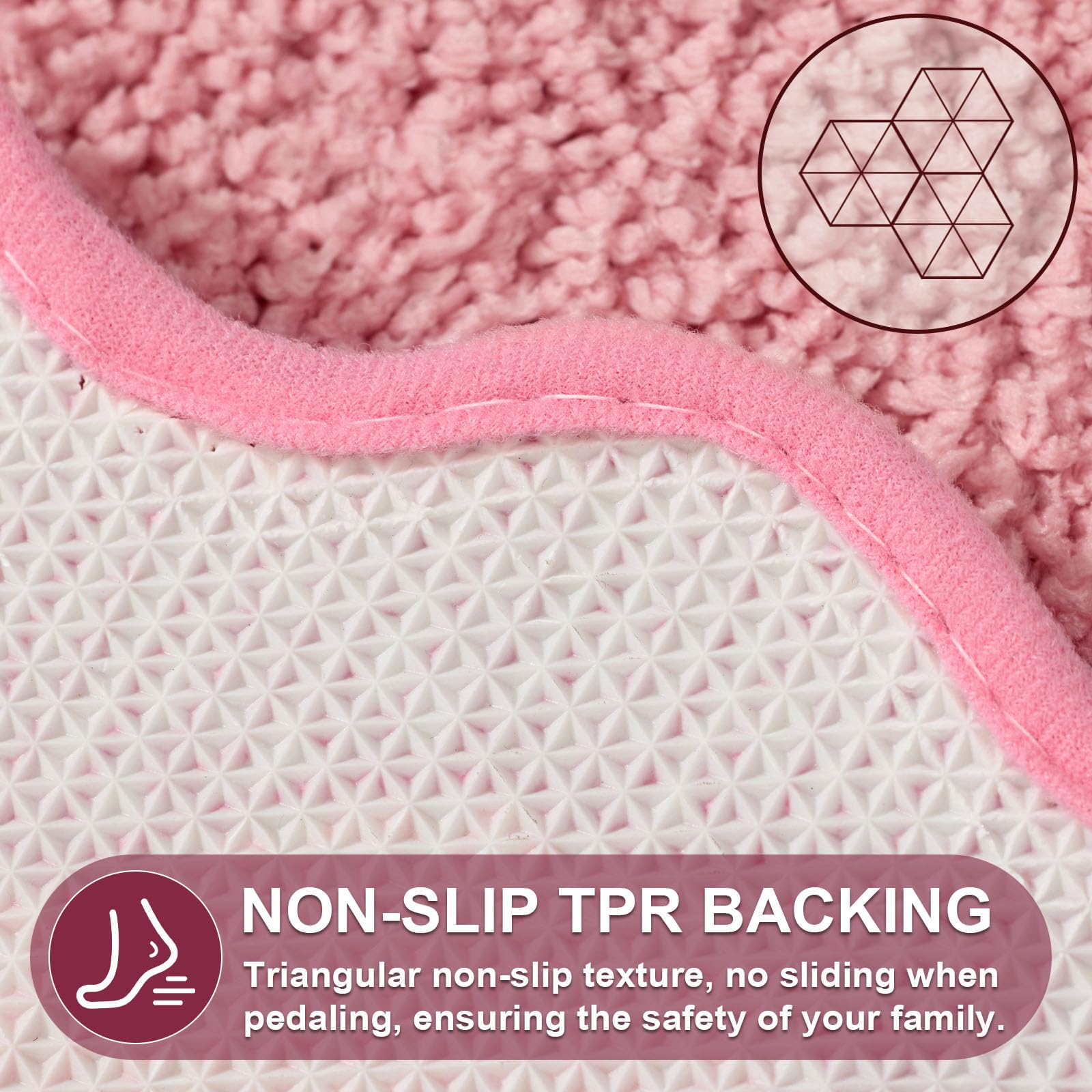 Ortigia Long Cute Scalloped Bathroom Rugs Runner, Fun Candy Pink Plush Microfiber Scallop Bath Mats Non Slip Washable Quick Dry
