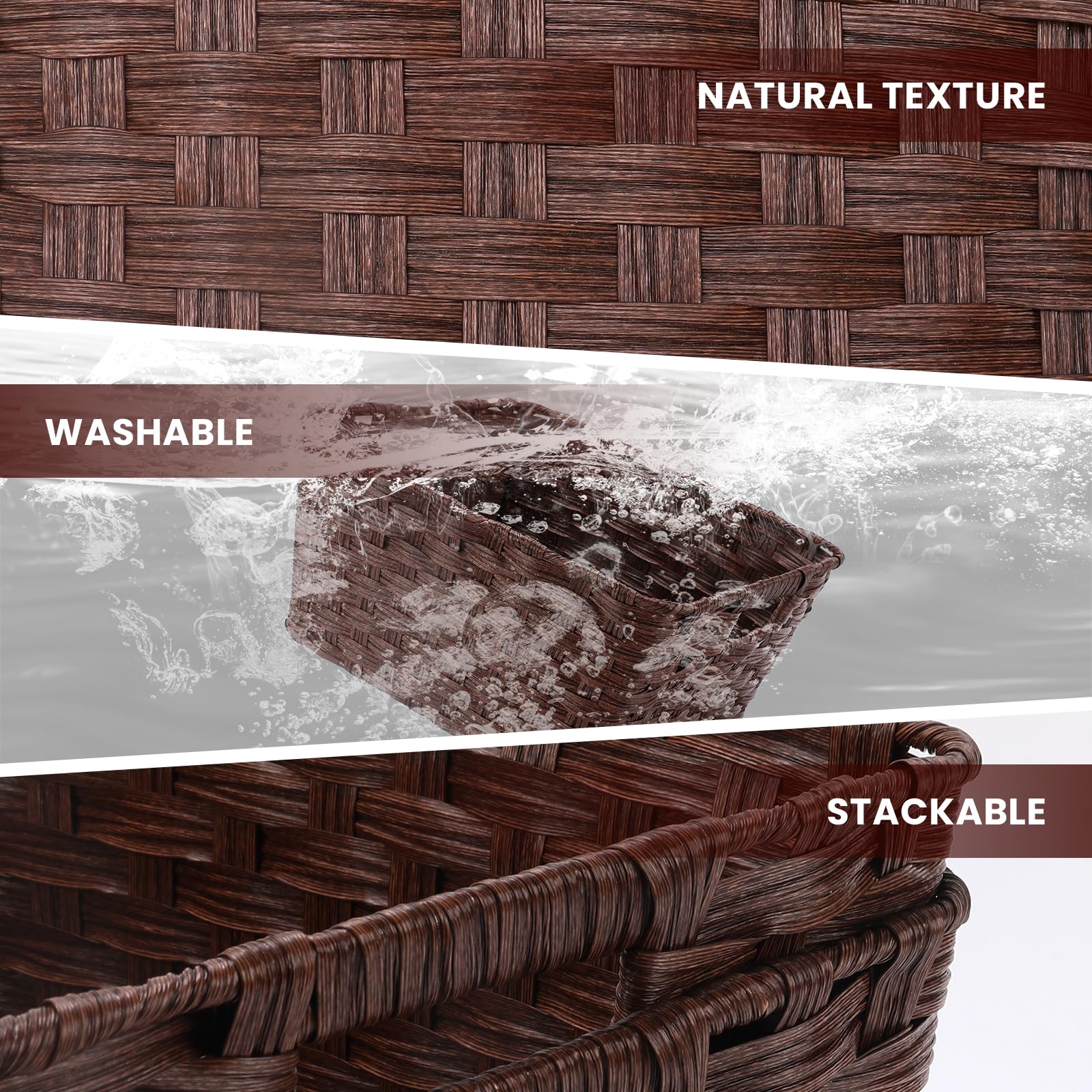 Onlytak Wicker Storage Baskets, Baskets for Shelves, Toilet Paper, Woven Storage Baskets for Organizing, Brown, 12 x 12 x 6, 2-P