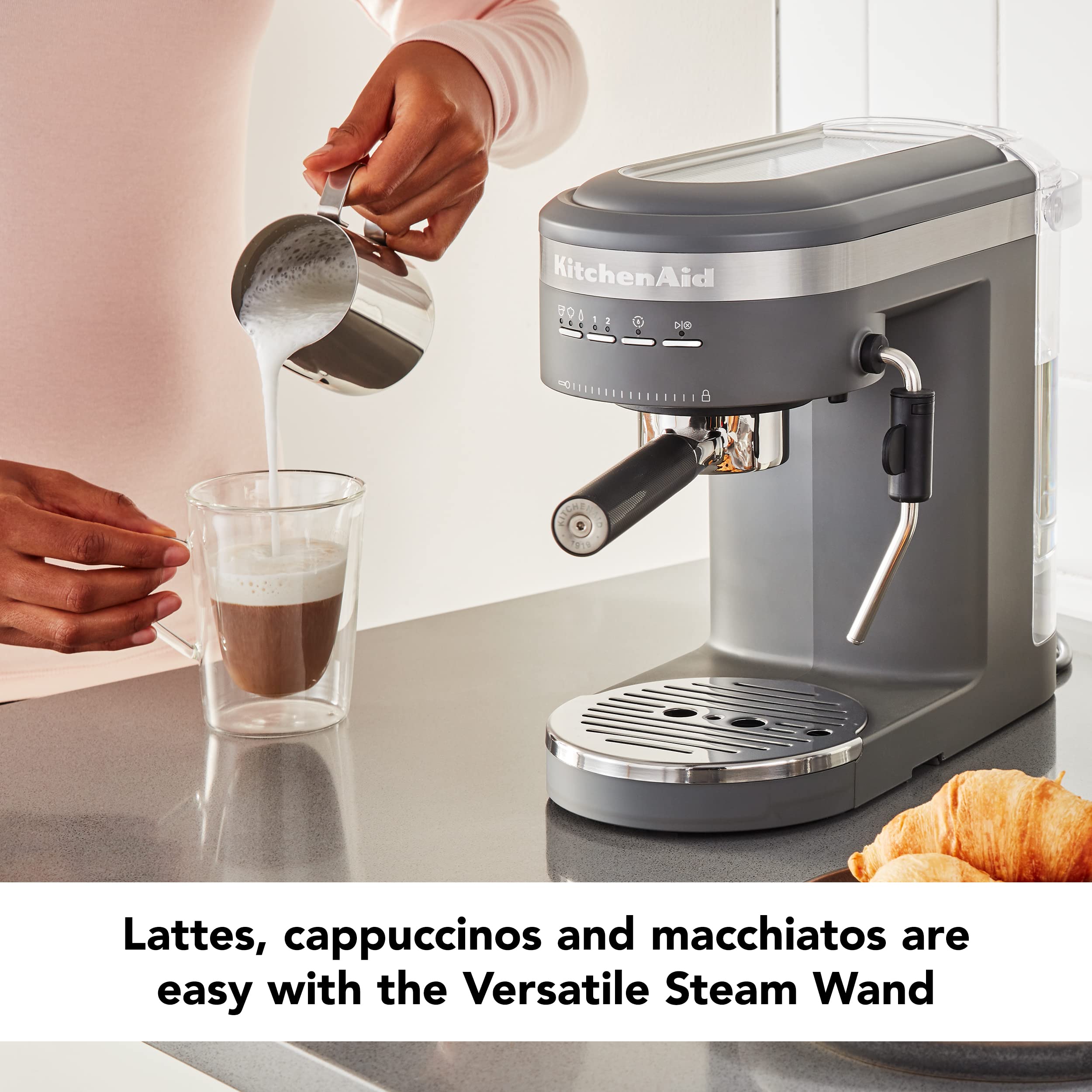 Kitchenaid Semi-Automatic Espresso Machine Kes6403, Matte Charcoal Grey, 1.4 Liters