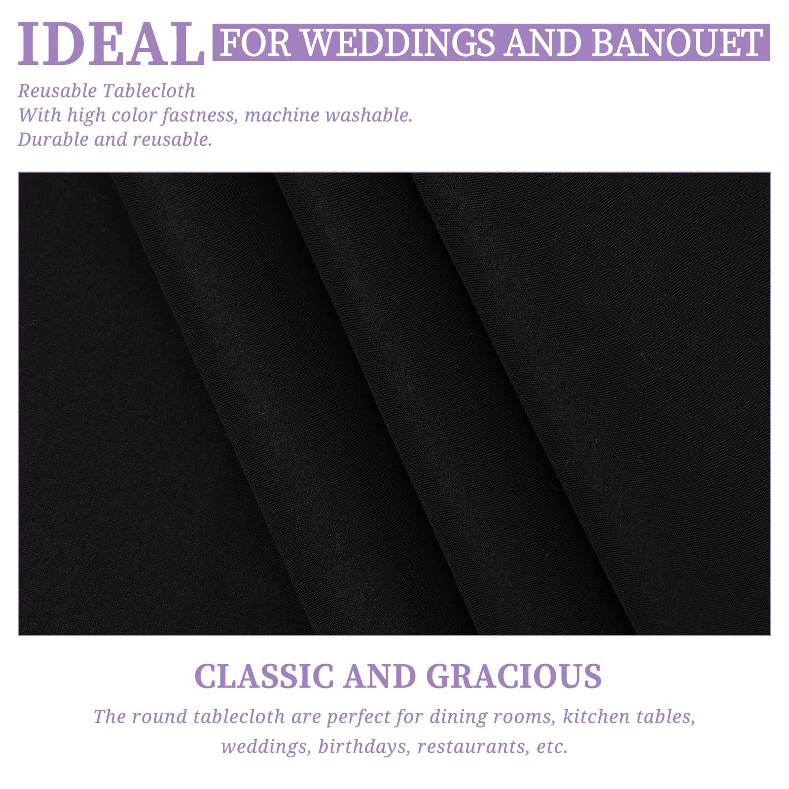 6 Pack Round Tablecloth 70 Inch Polyester Round Table Cloth White Wrinkle Resistant Washable Polyester Tablecloth Round Decorati