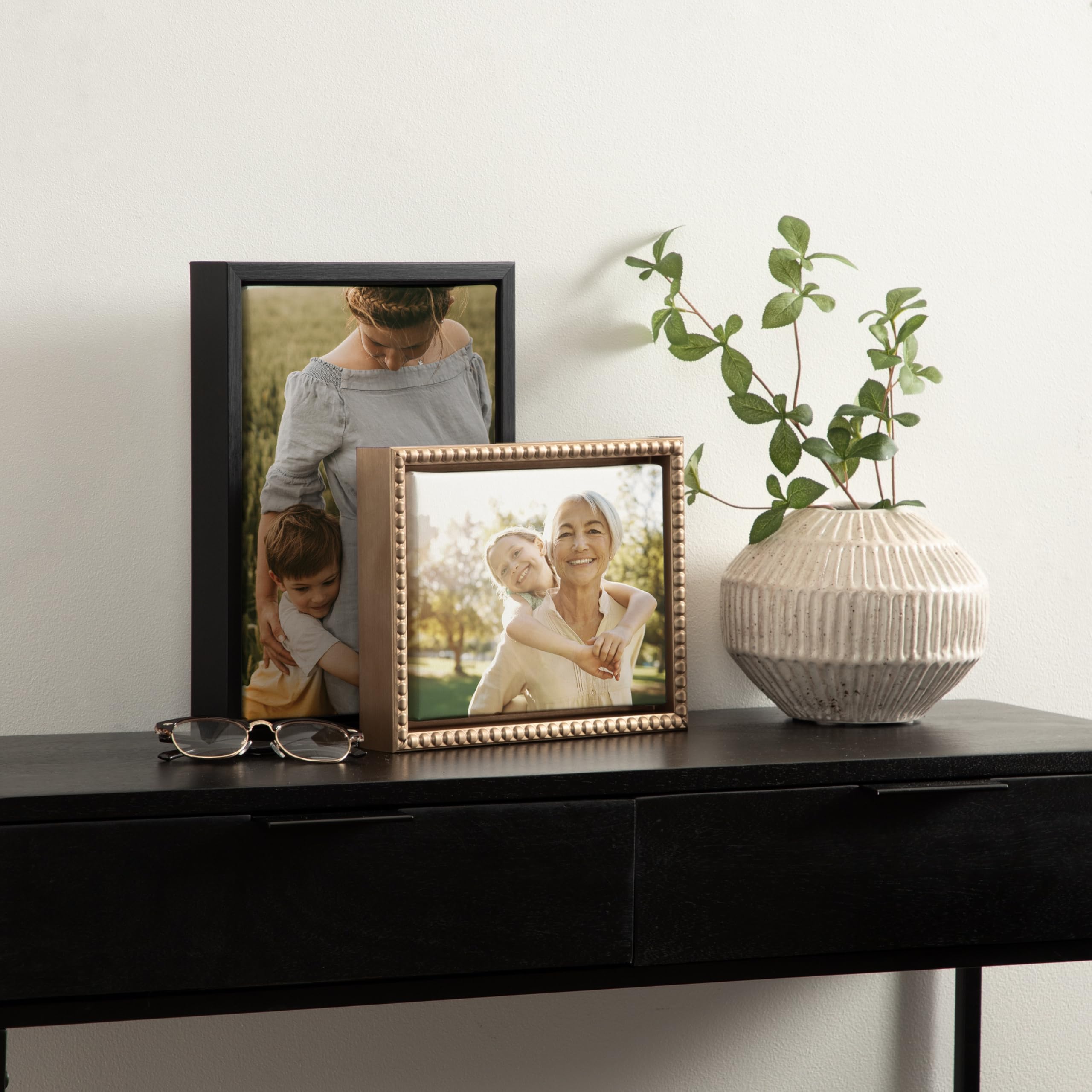 Kate And Laurel Custom Printed Framed Canvas Wall Art, 10X13 White, Sylvie Personal Canvas Print With Your Photos For Bedroom Or