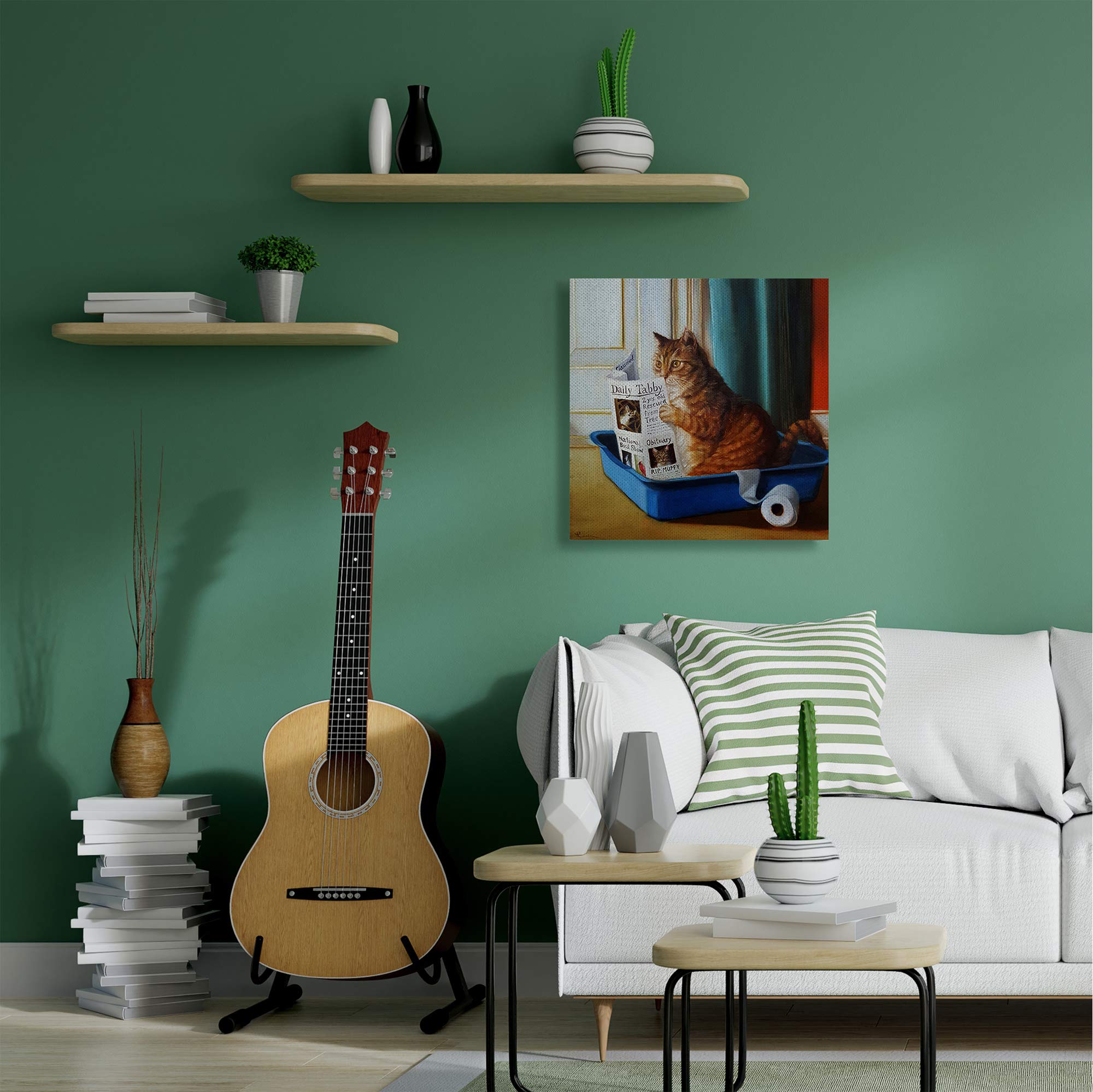 Stupell Industries Litter Box Reading Funny Cat Pet Painting Canvas Wall Art, Design By Lucia Heffernan