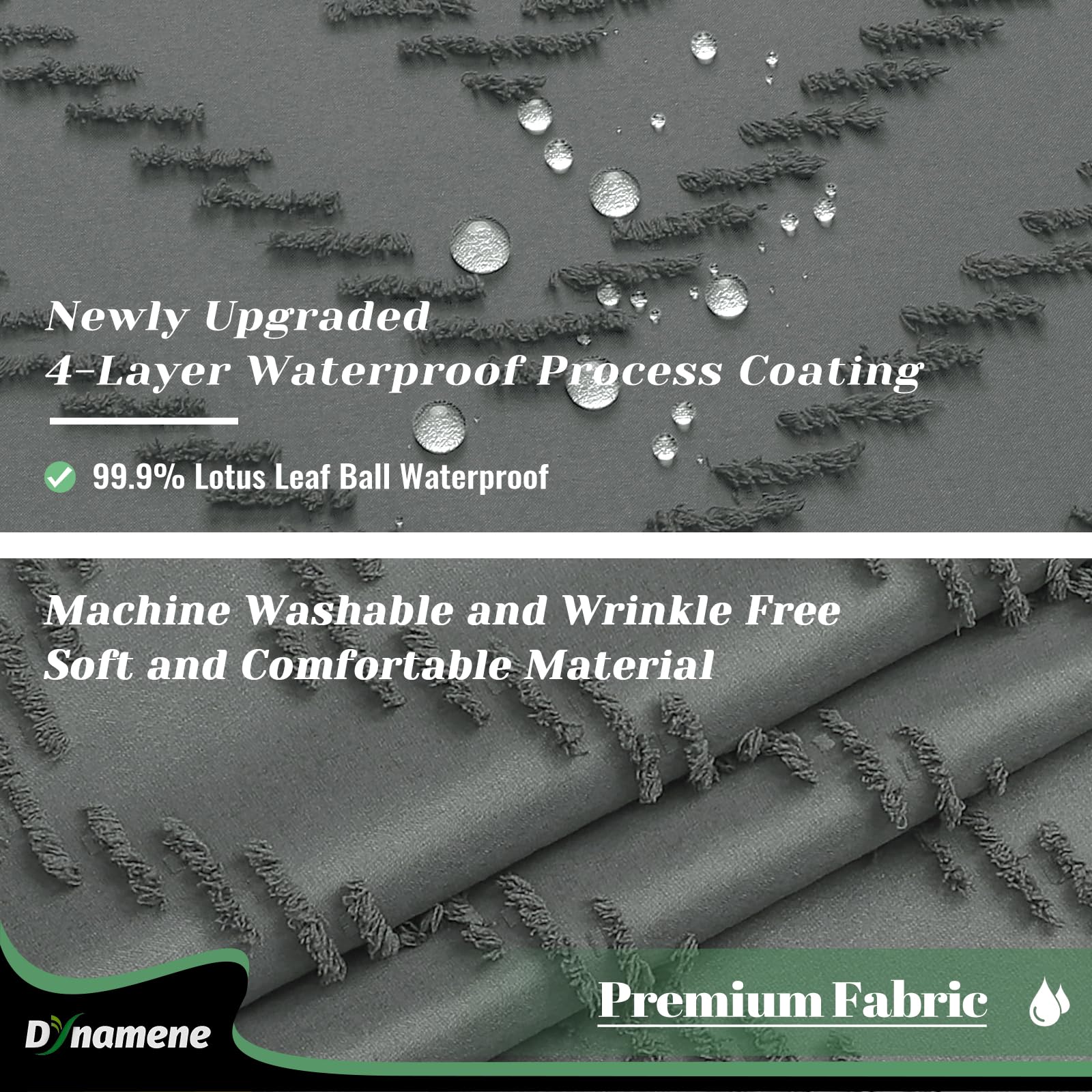 Dynamene Extra Long Shower Curtain, 84 Inch Long Boho Tufted Chevron Striped Fabric Shower Curtain For Bathroom, Tall Shabby Chi