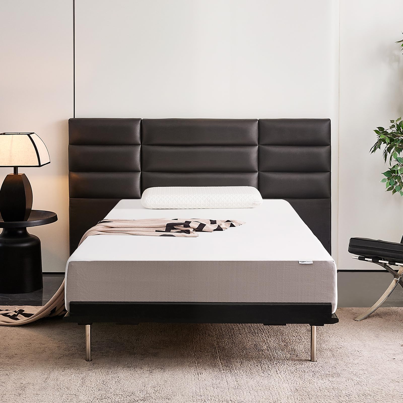 Amazon Basics Memory Foam Mattress, Soft Plush Feel, 10 Inch, Full, White/Grey