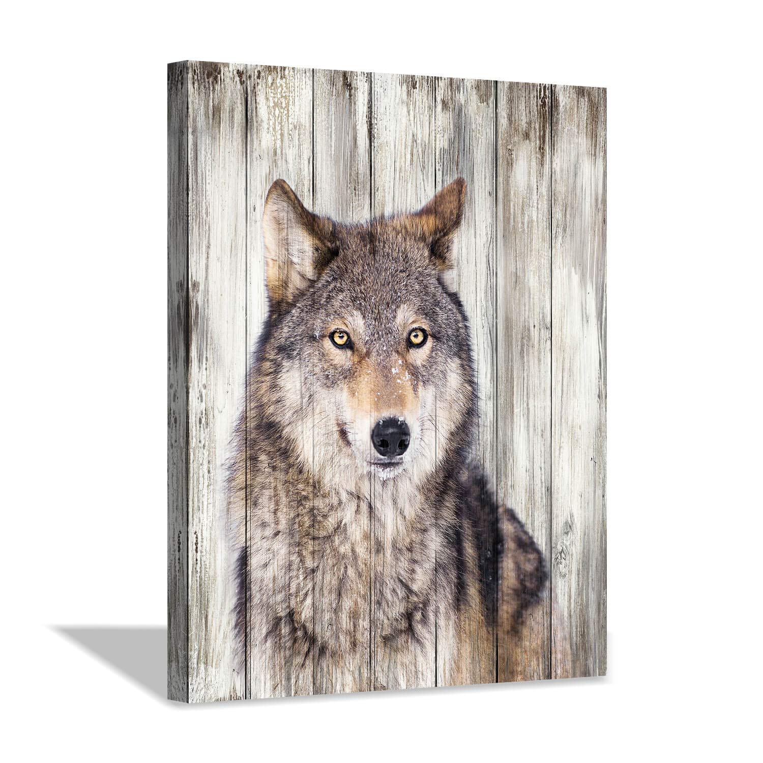 Hardy Gallery Gray Wolf Wall Art Print: Wild Animal Artwork Painting Picture On Canvas For Living Room Decor (24'' X 18'')