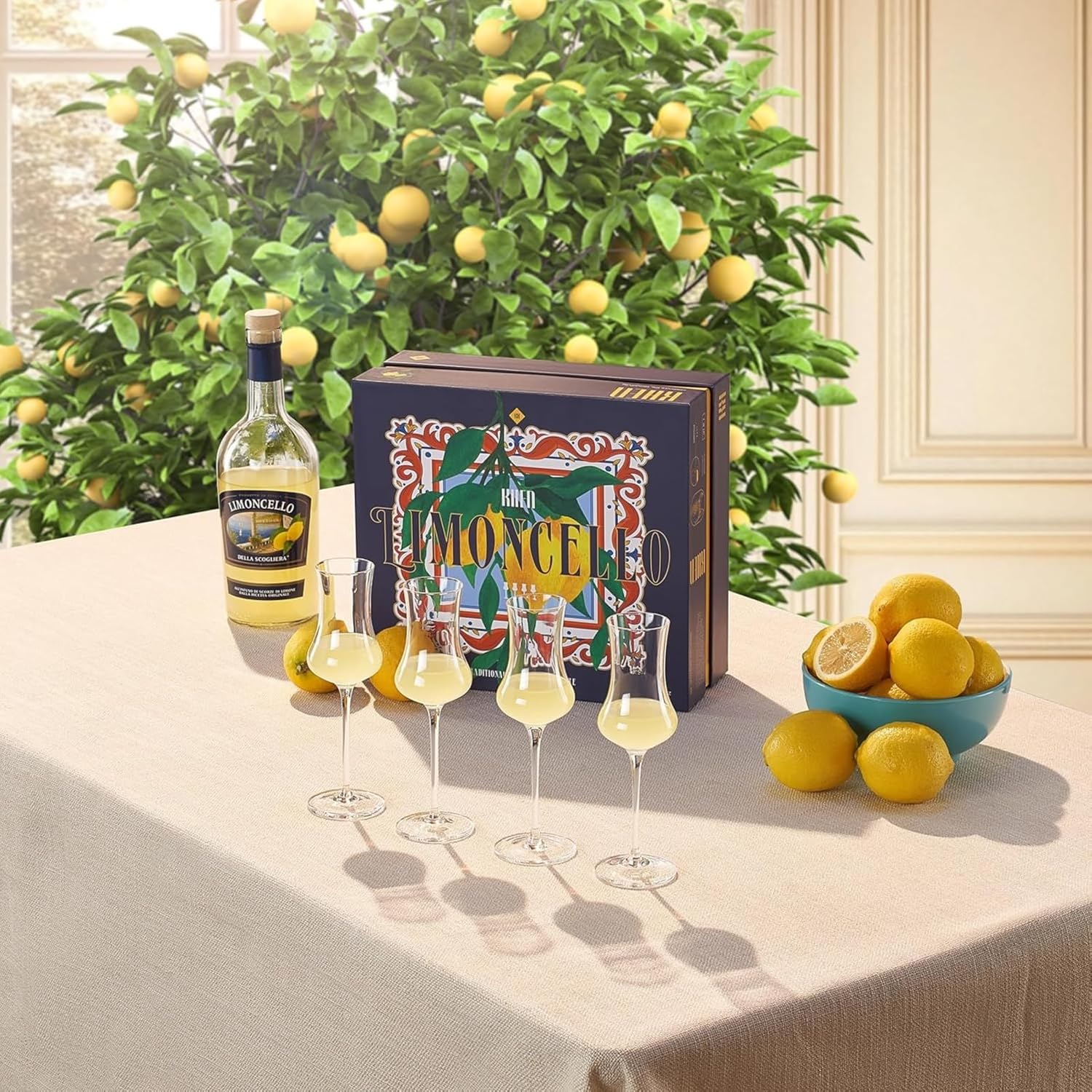 Specialty Limoncello Cocktail Glassware, Set of 4