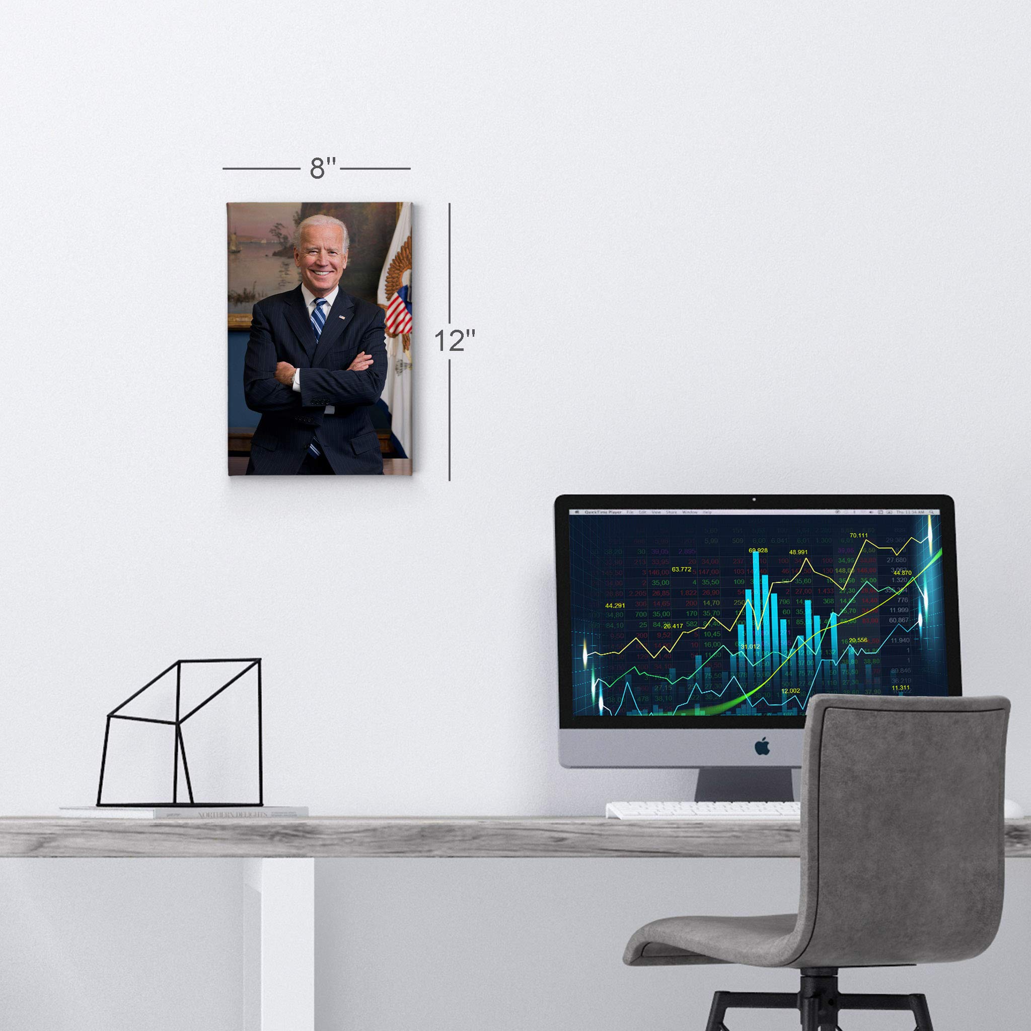 Smile Art Design 46Th President Of The United States Of America Joe Biden Portrait Canvas Wall Art Print American History Politi