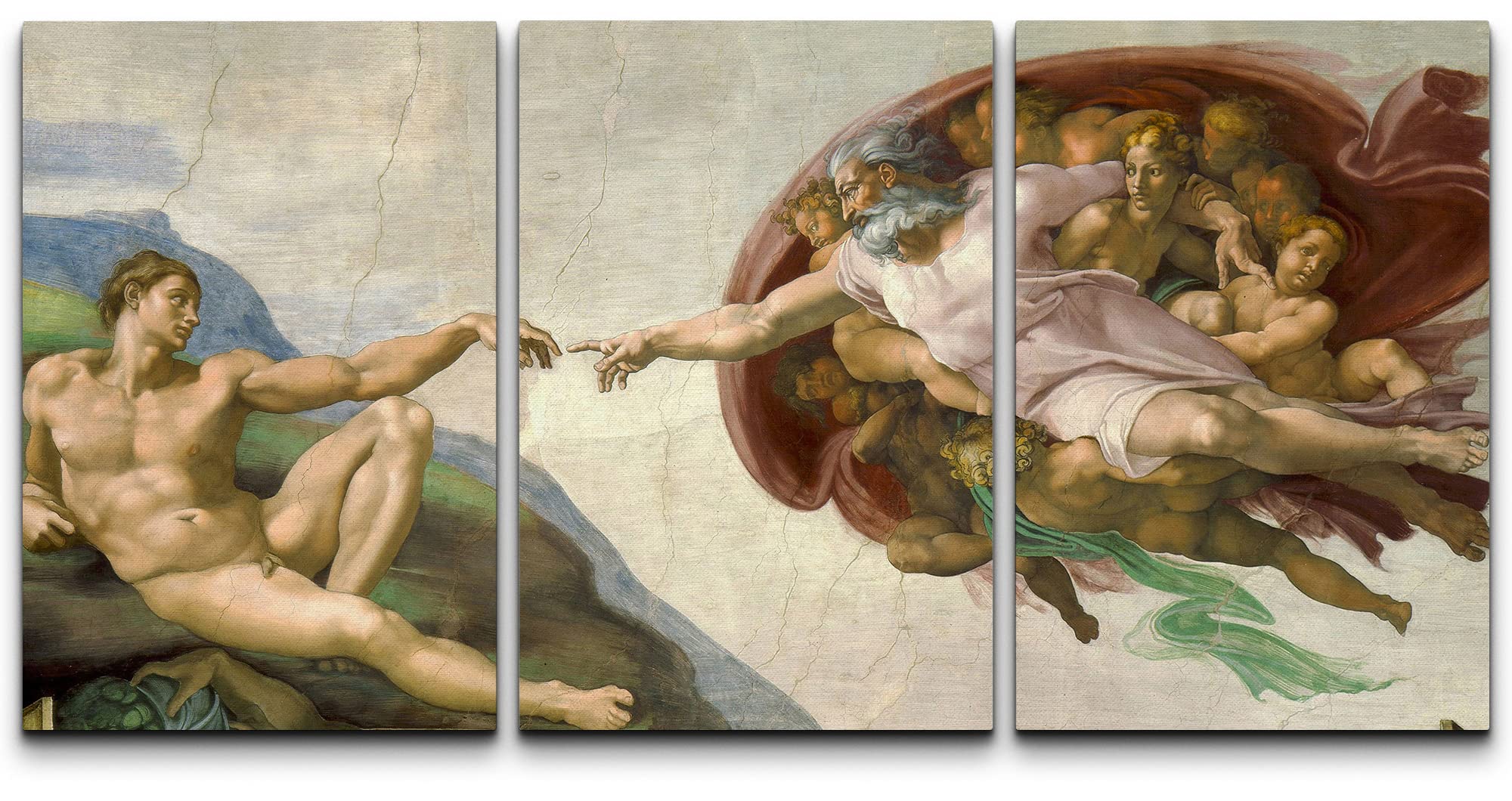 Wall26 Canvas Print Wall Art Set Creation Of Adam By Michelangelo Cultural Historic Oil Painting Fine Art Reproduction Scenic Co