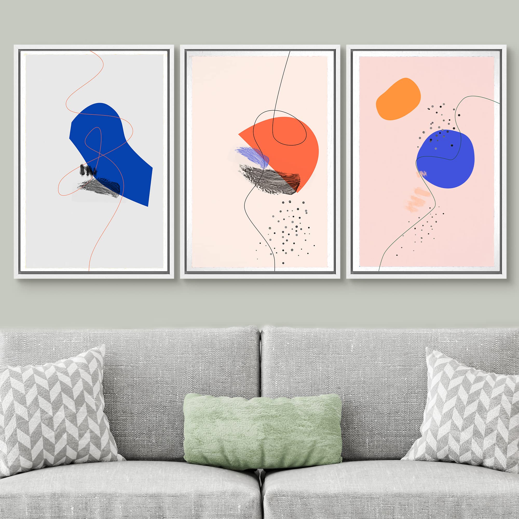 Signwin 3 Piece Framed Canvas Wall Art Geometric Illustration Canvas Prints Home Artwork Decoration For Living Room,Bedroom - 16