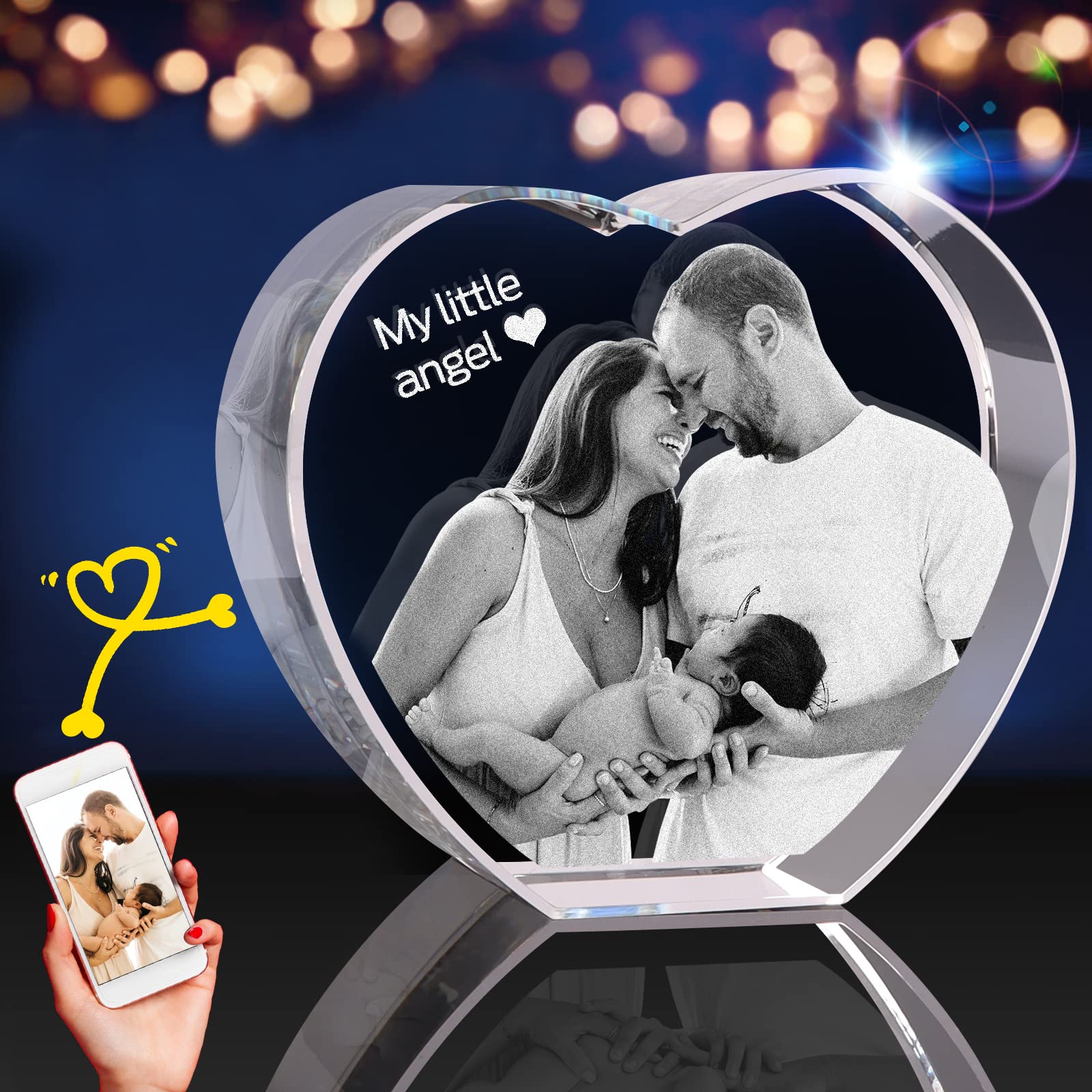 PD 3DPIXDANCE Crystal Photo, Personalized Gifts with Your Photo for Mom, Women, Her, Wife. Custom Picture Gifts for Fathers Day,