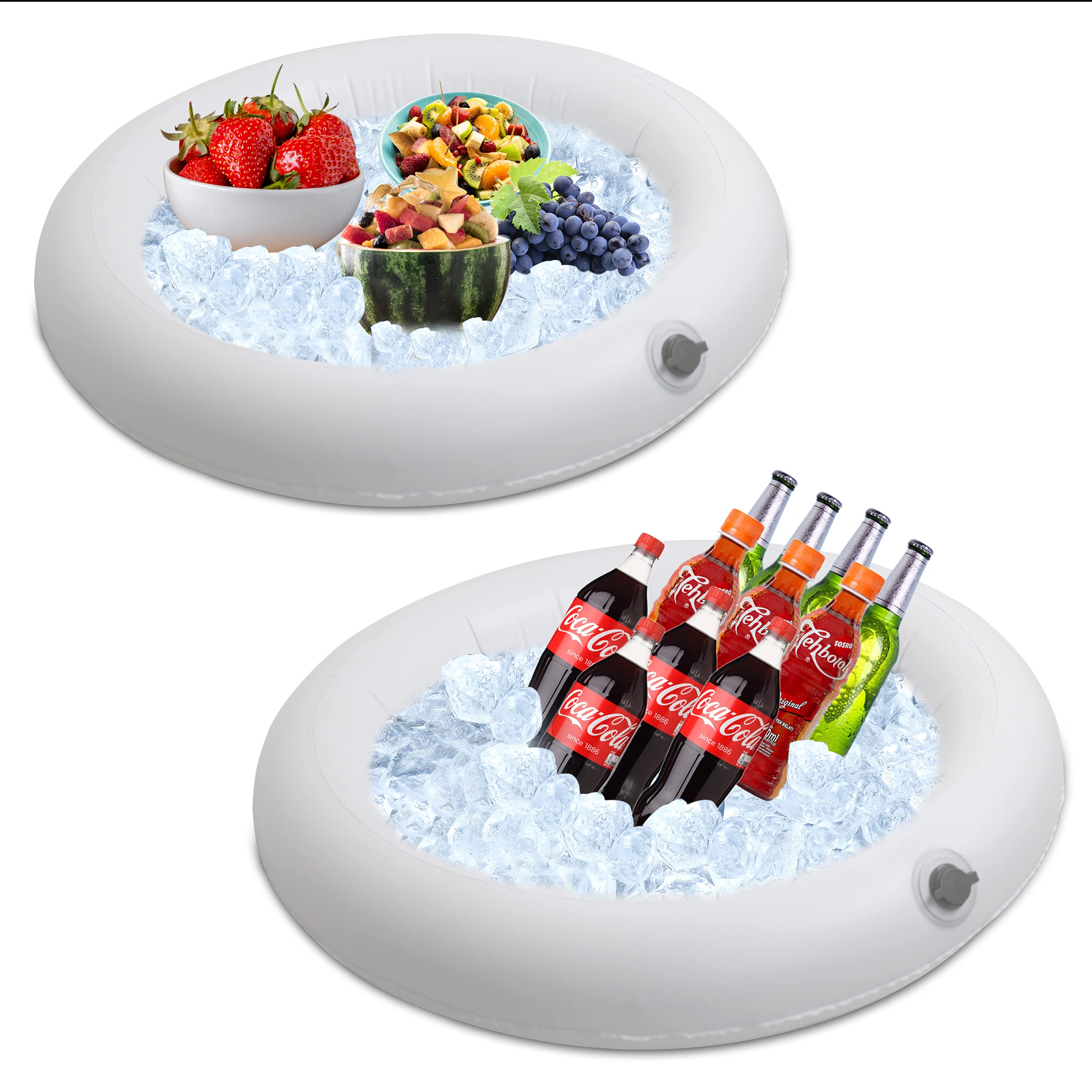 Inflatable Serving Salad Bar Buffet - With Drain New Innovative Valve For Easy Inflation/Deflation By Food & Drink Holder For Pi