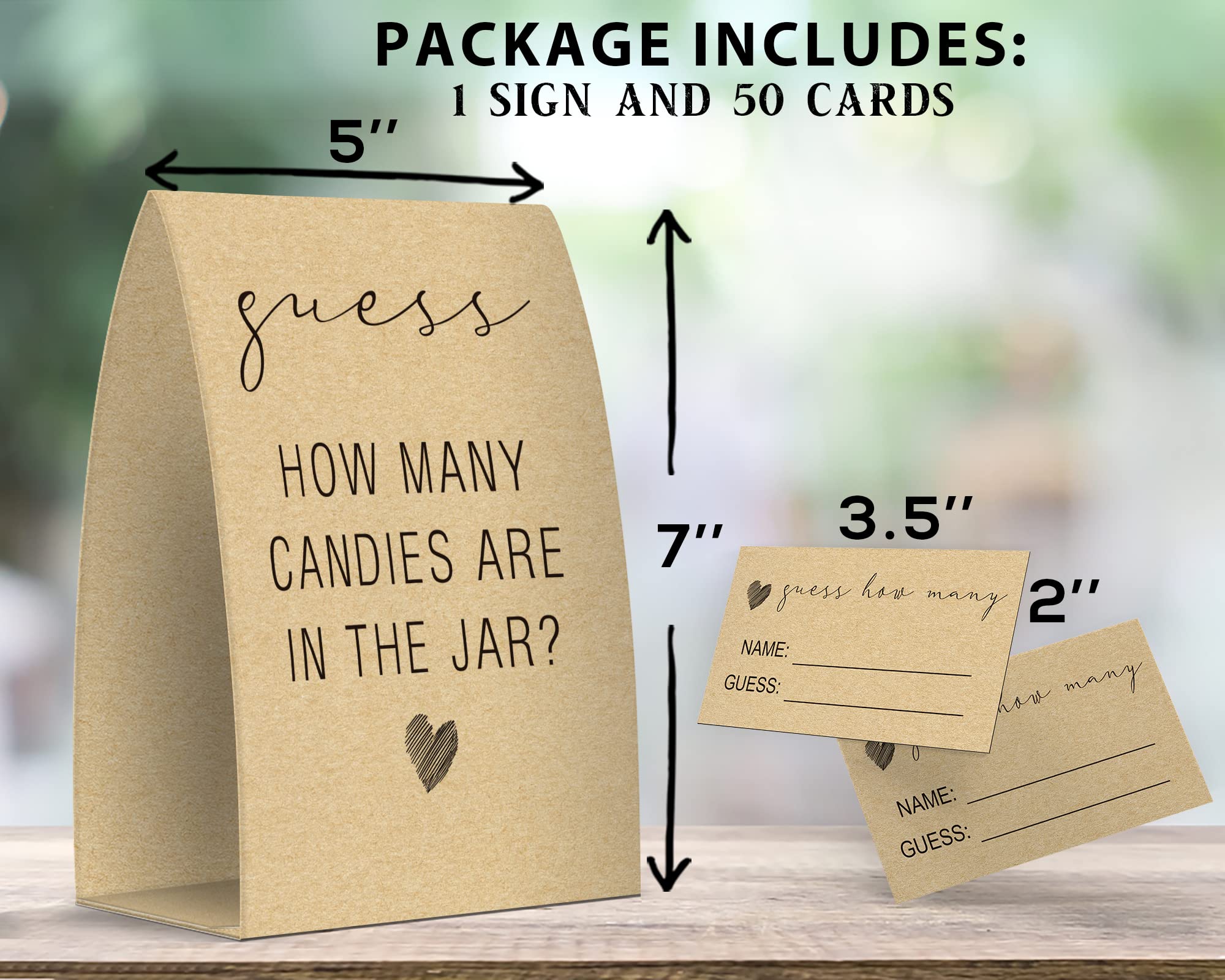 Guess How Many Candies Are In The Jar, Kraft, Baby Shower Games, Baby Shower Decorations - One Sign And 50 Cards(Guess005)