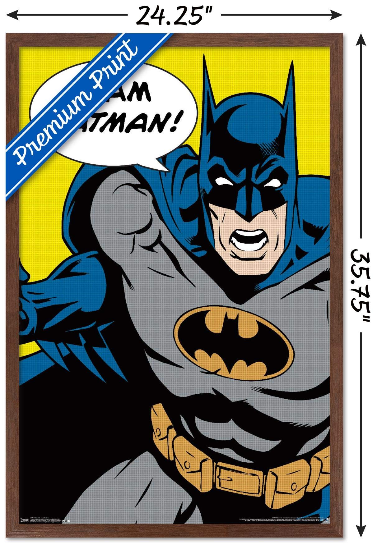 Trends International Dc Comics - Batman - I Am Batman Wall Poster, 22.375'' X 34'', Mahogany Framed Version