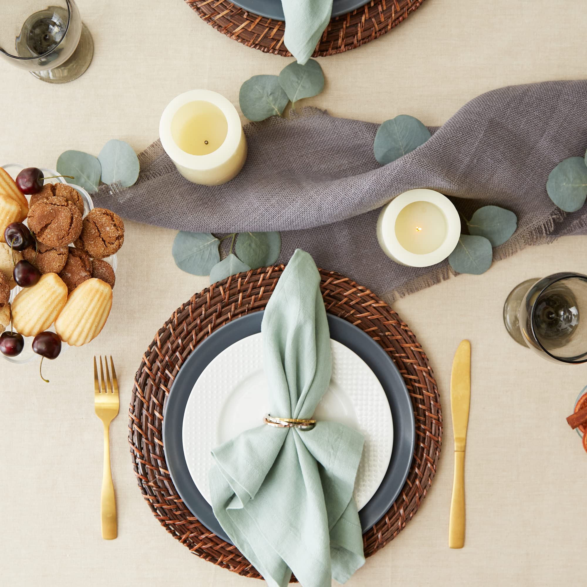 DII Black French Stripe Tablecloth